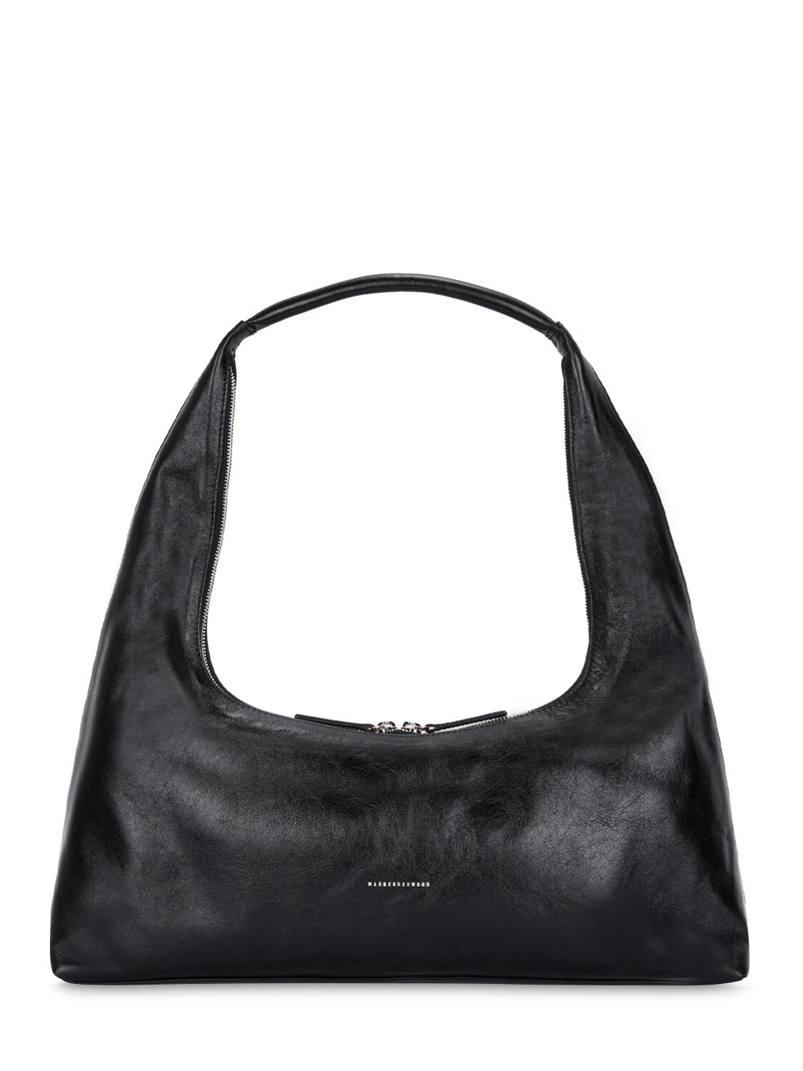 Marge Sherwood Hobo Glossy Leather Shoulder Bag In Black