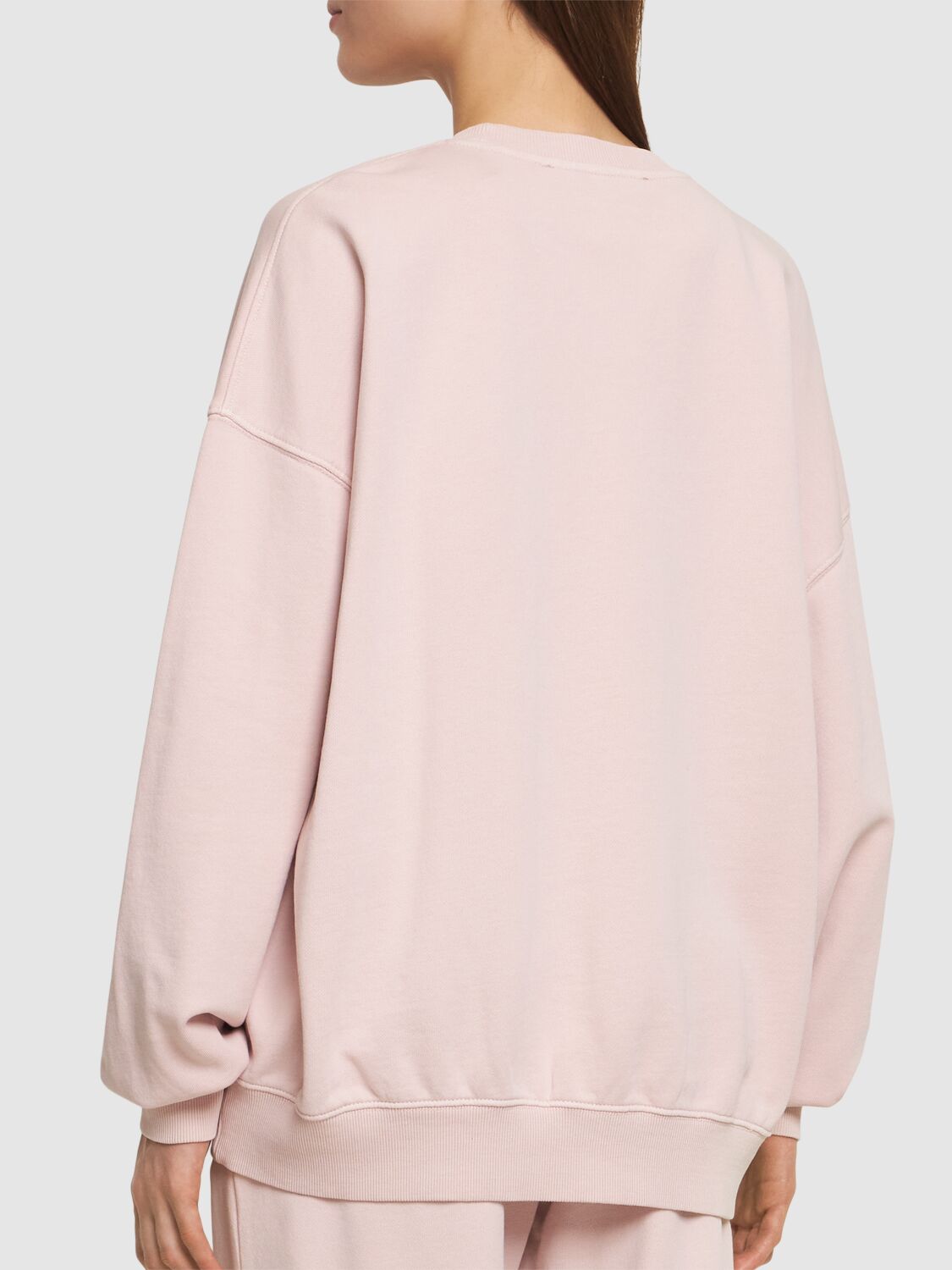 Shop Rotate Birger Christensen Irasa Crewneck Cotton Logo Sweater In Pink