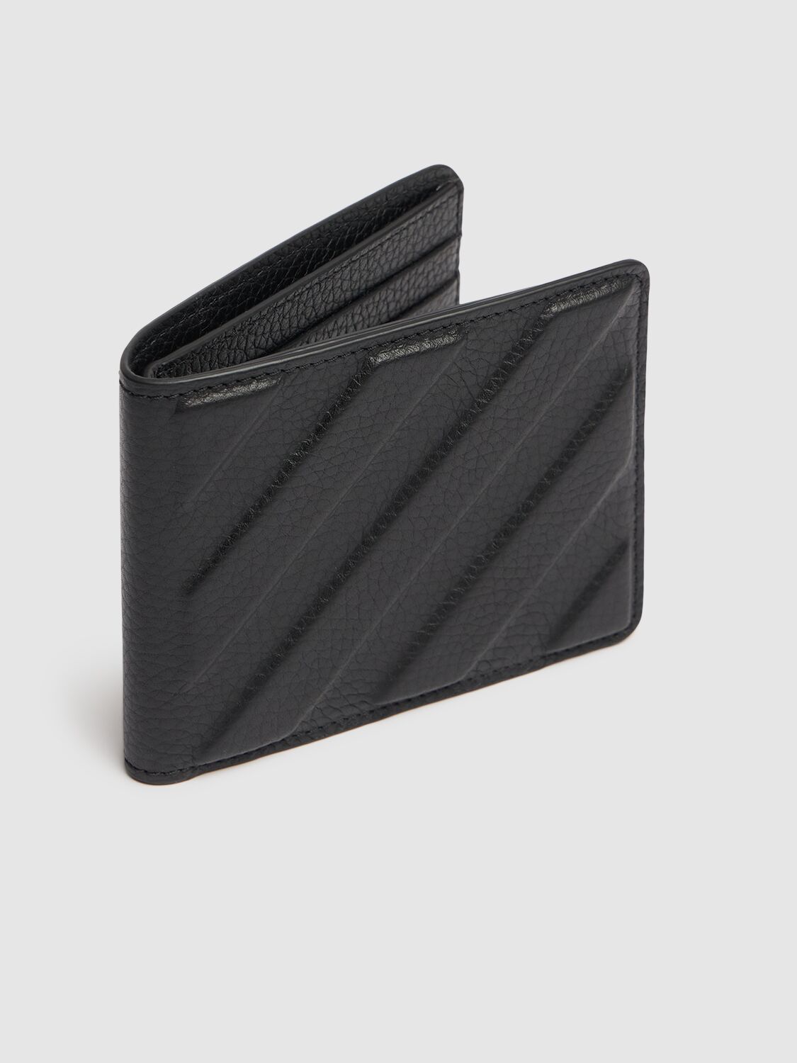 Shop Off-white Diagonal Leather Bifold Wallet In Black