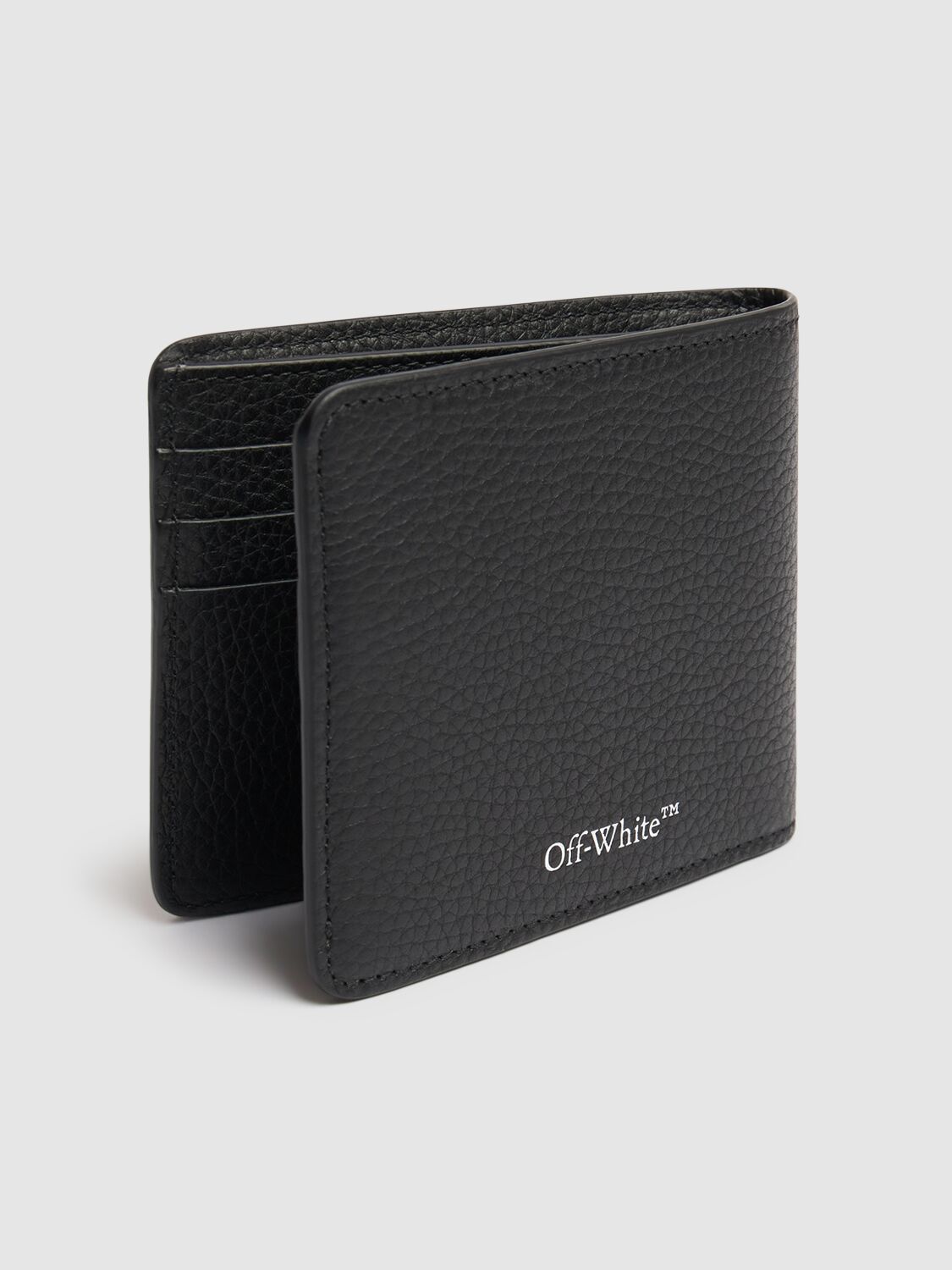 Shop Off-white Diagonal Leather Bifold Wallet In Black