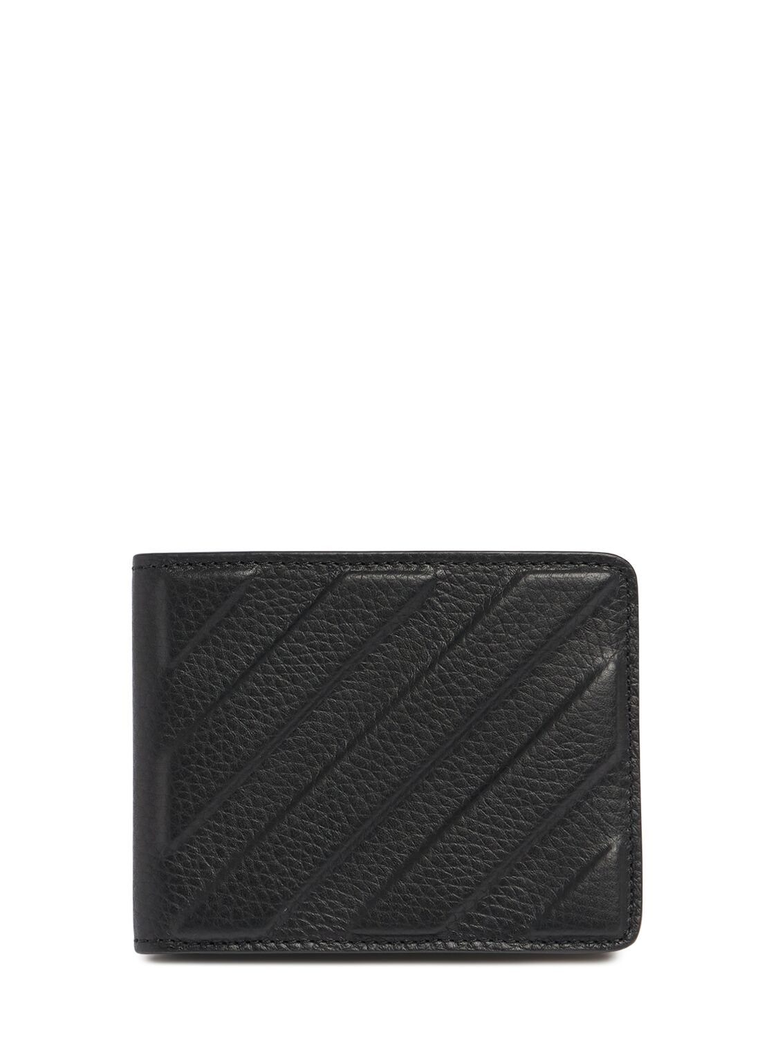 Off-white Diagonal Leather Bifold Wallet In Black