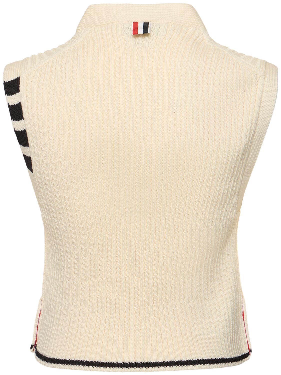 Shop Thom Browne Baby Cable Cropped V-neck Cardigan Vest In Ivory