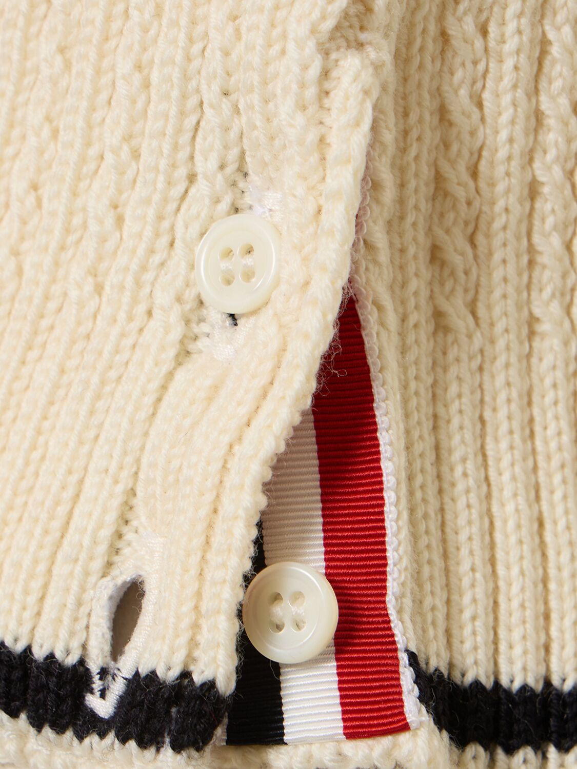 Shop Thom Browne Baby Cable Cropped V-neck Cardigan Vest In Ivory