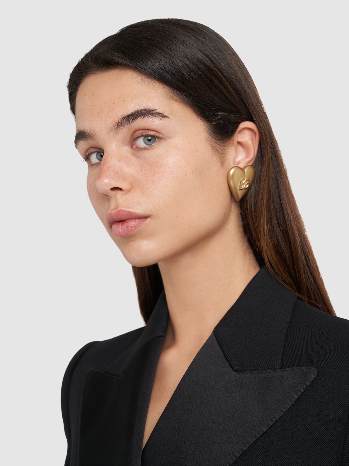 Shop Dolce & Gabbana Logo Heart Stud Earrings In Gold