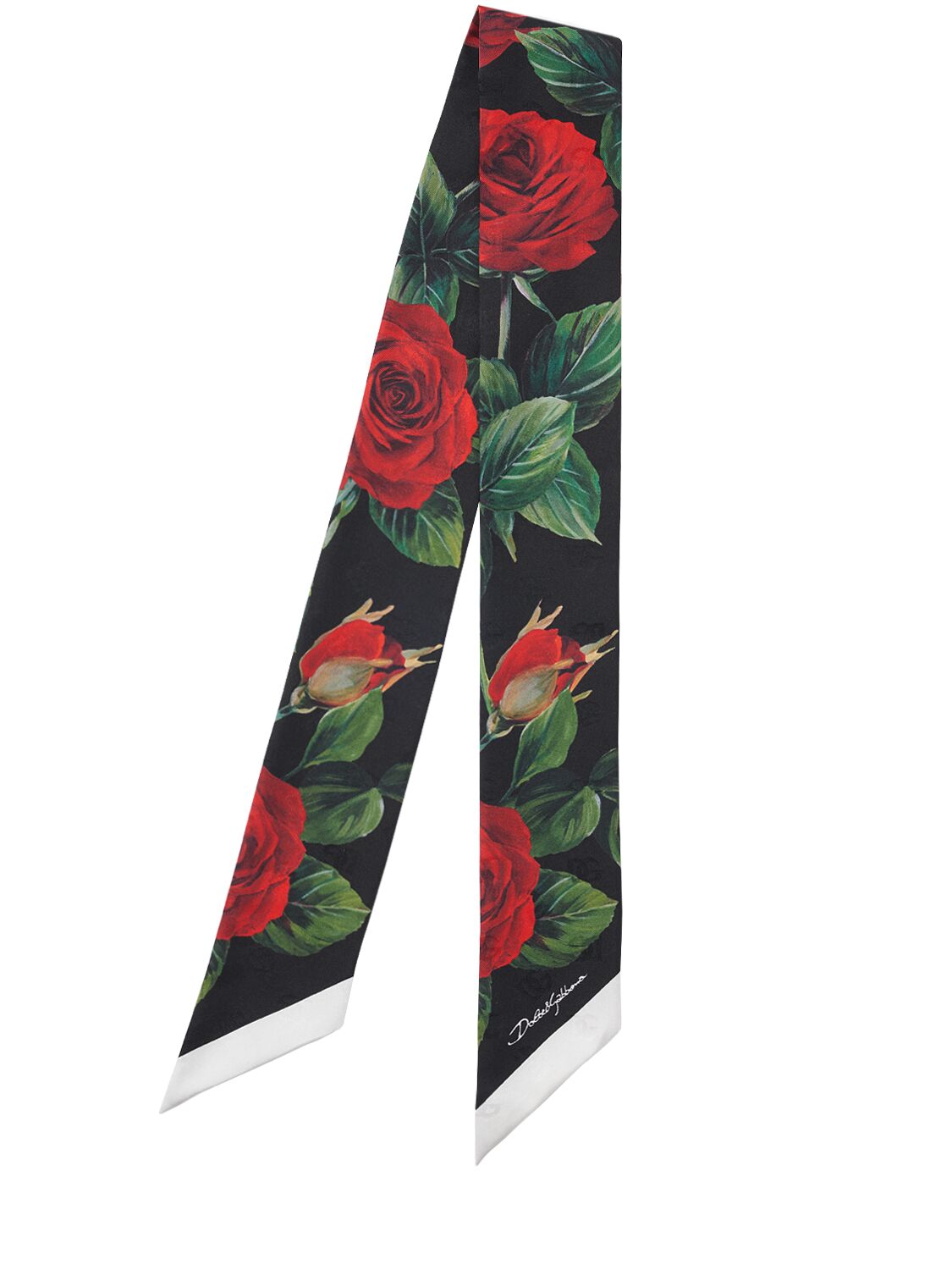 Shop Dolce & Gabbana Printed Silk Bandeau Scarf In Rose/nero