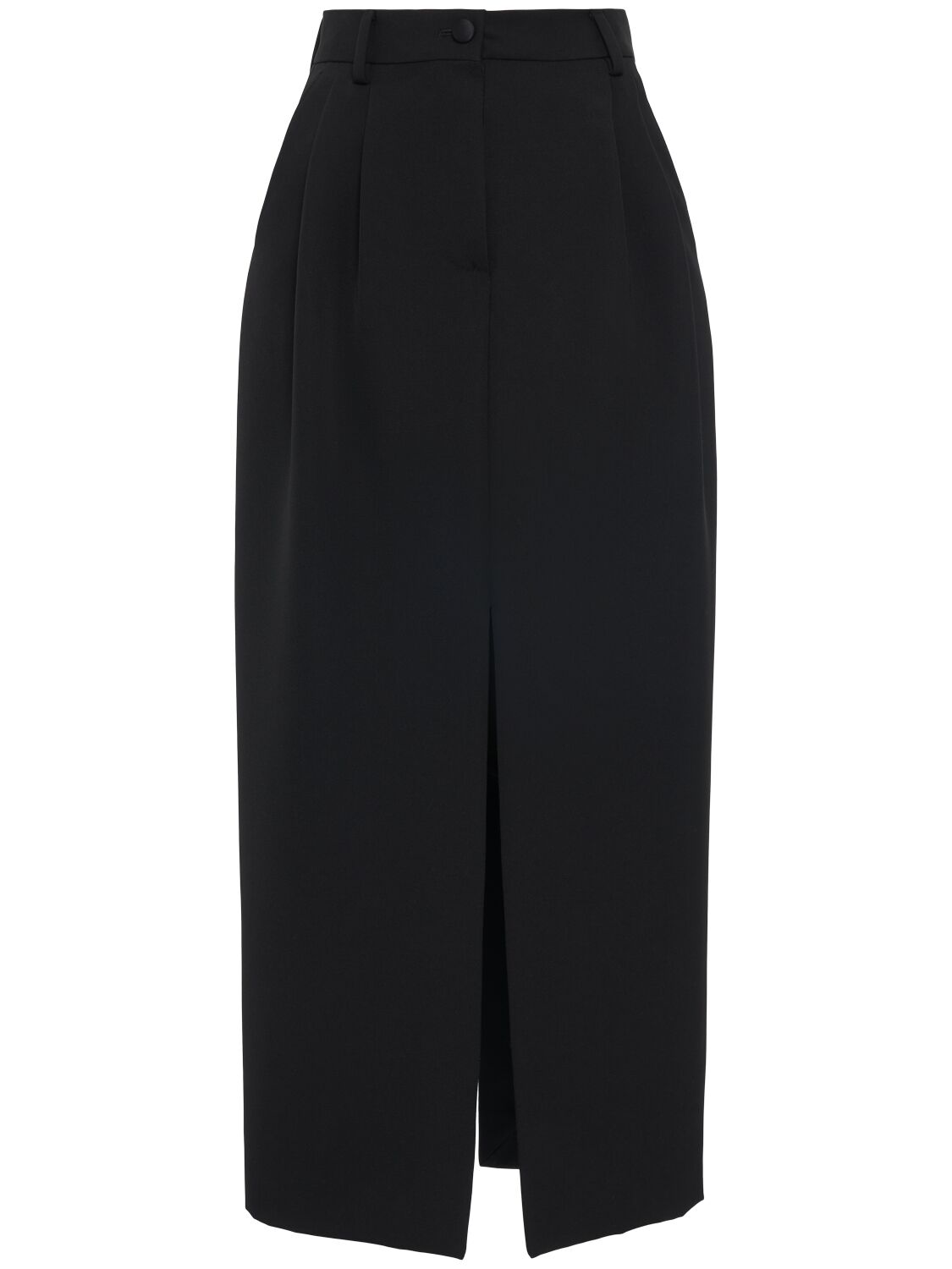 Shop Dolce & Gabbana Wool Blend Gabardine Midi Skirt In Black