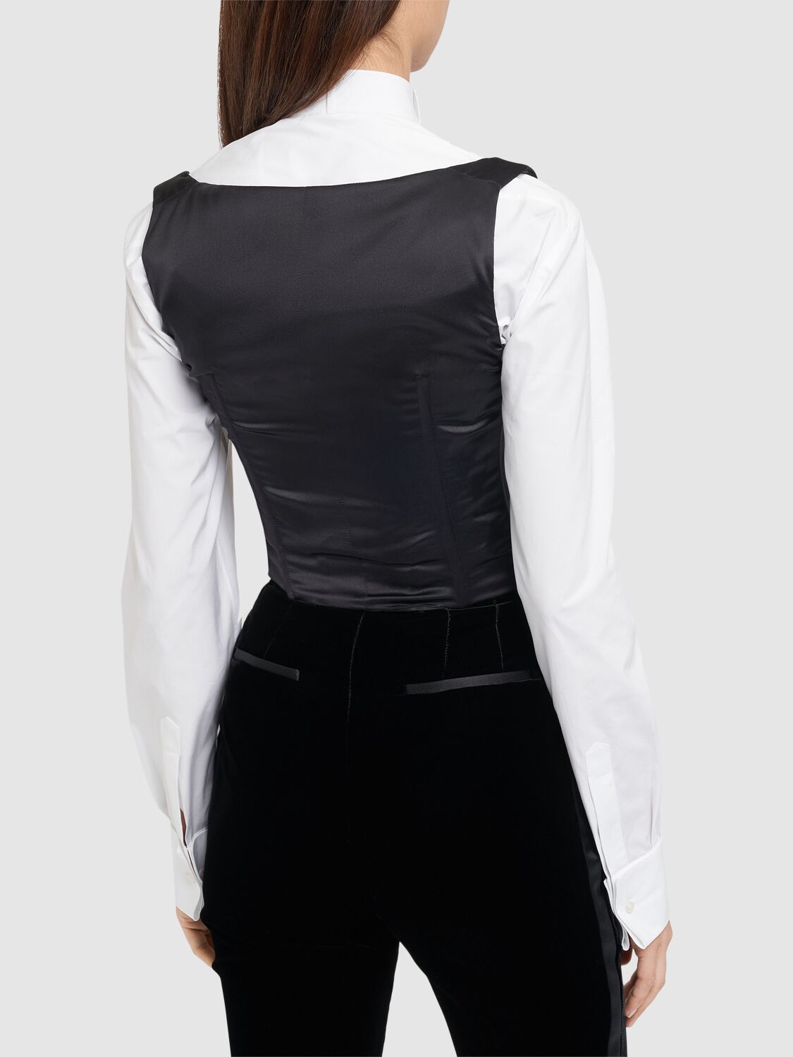 Shop Dolce & Gabbana Silk Blend Duchesse Tuxedo Vest In Black