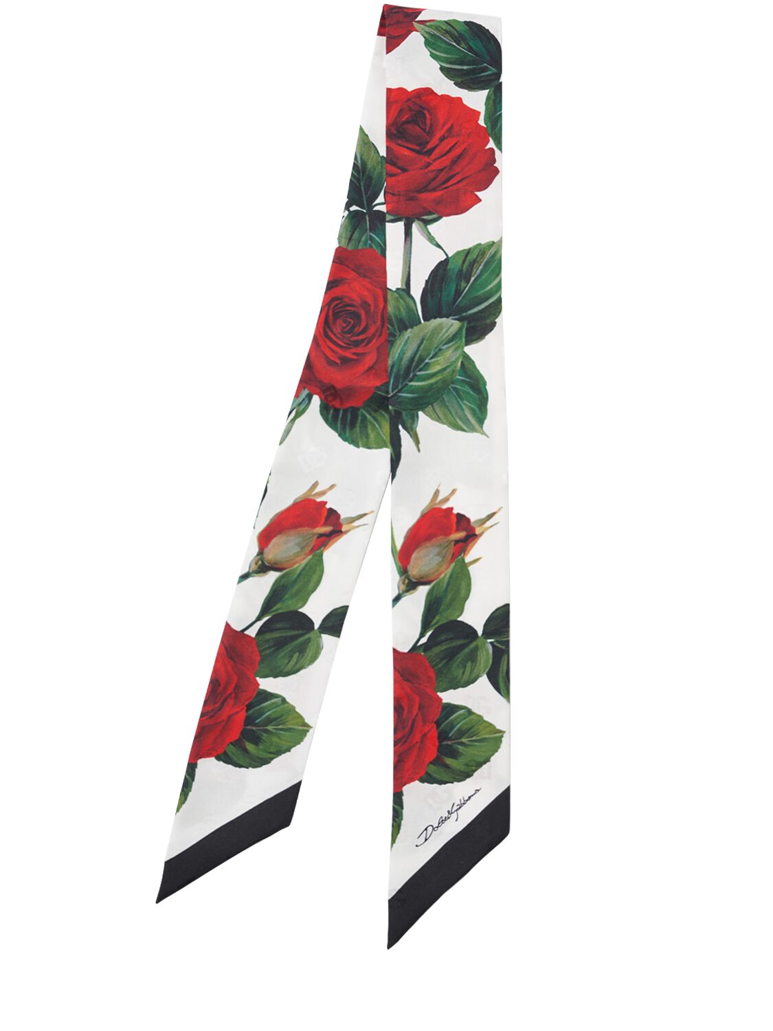 Dolce & Gabbana Printed Silk Bandeau Scarf In Rose/bianco