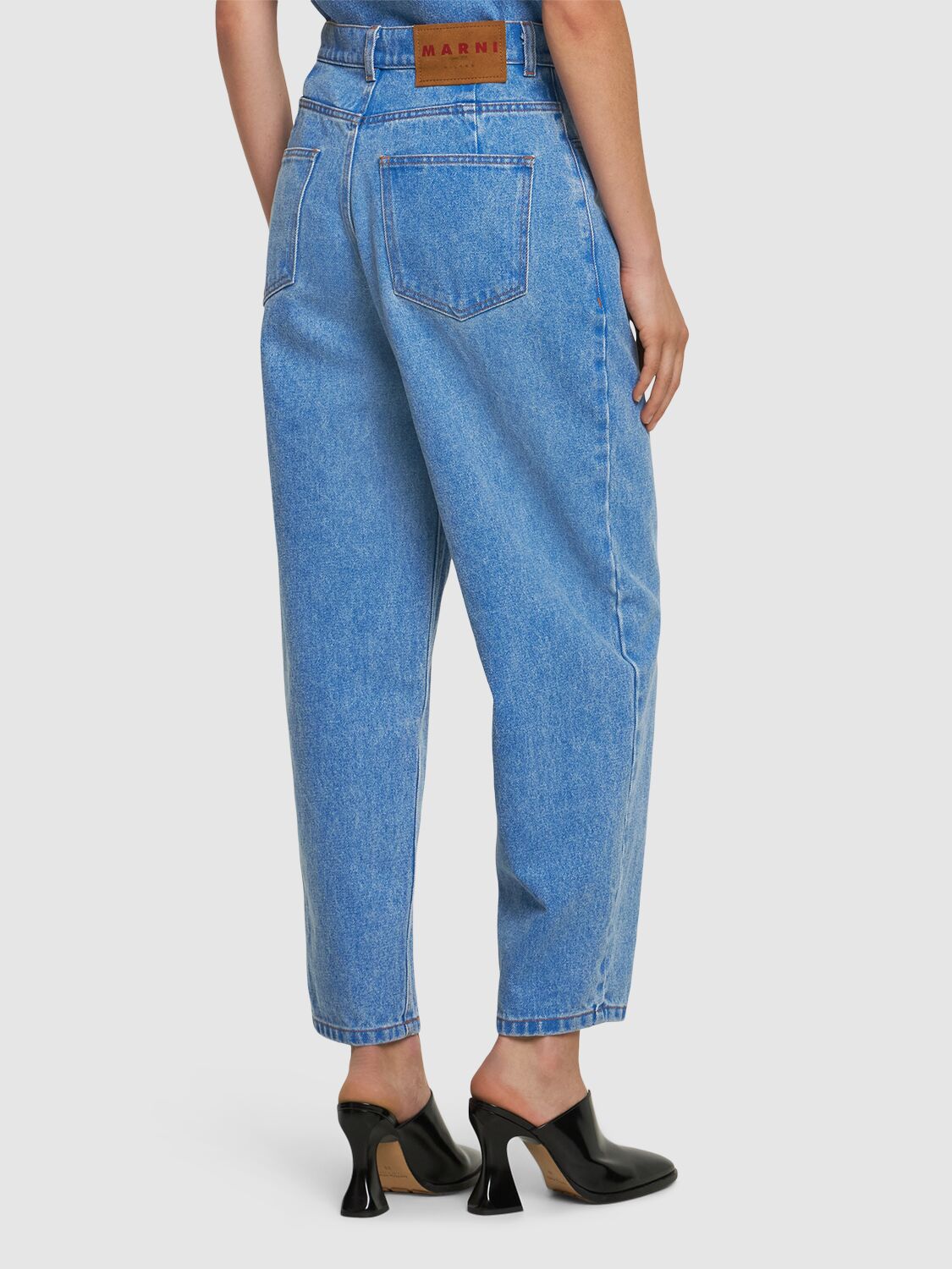 Shop Marni Denim Mid Rise Straight Jeans In Blue