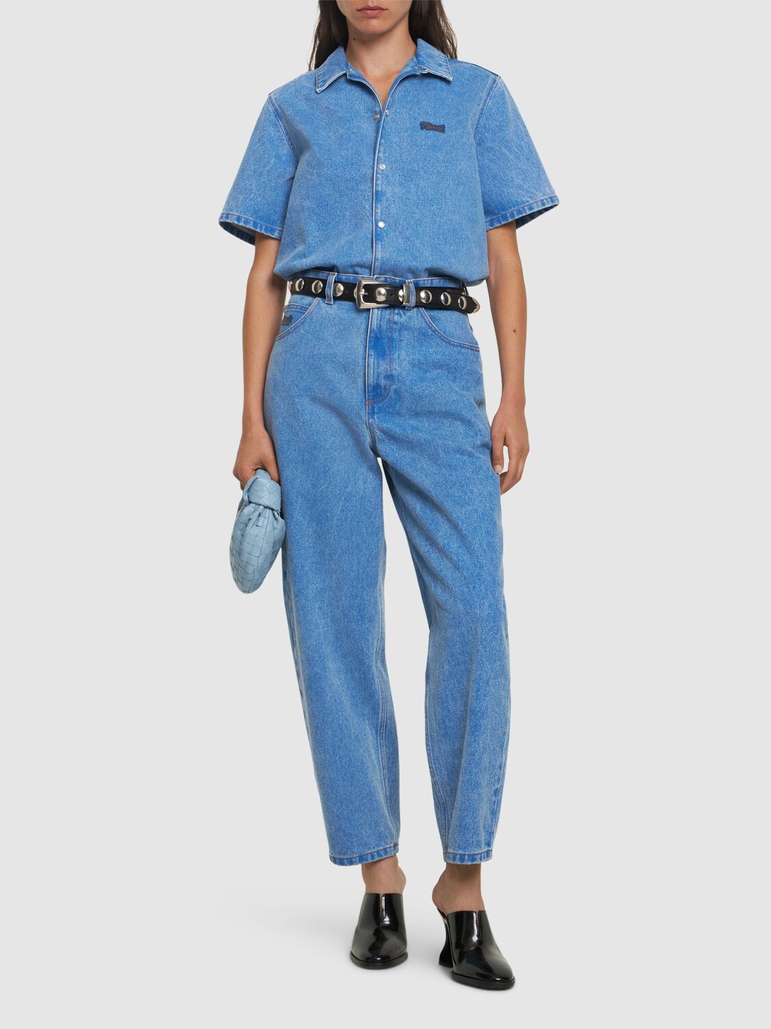 Shop Marni Denim Mid Rise Straight Jeans In Blue