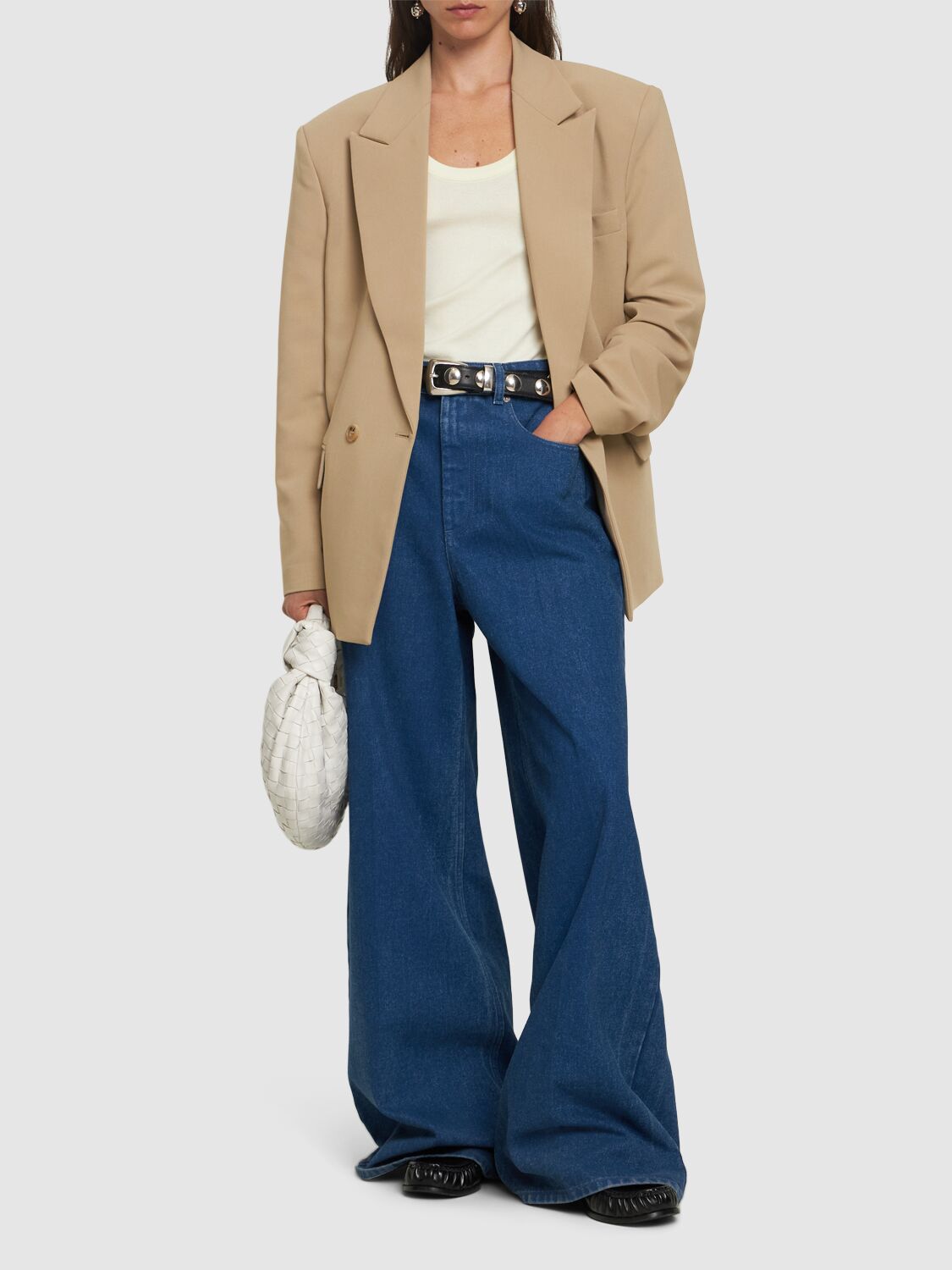 Shop Marni Denim Wide Leg Mid Rise Jeans In Blue