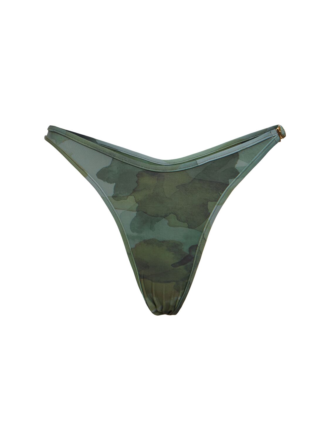 Palm Angels Camo Crossover Lycra Bikini Bottoms In Military Gold