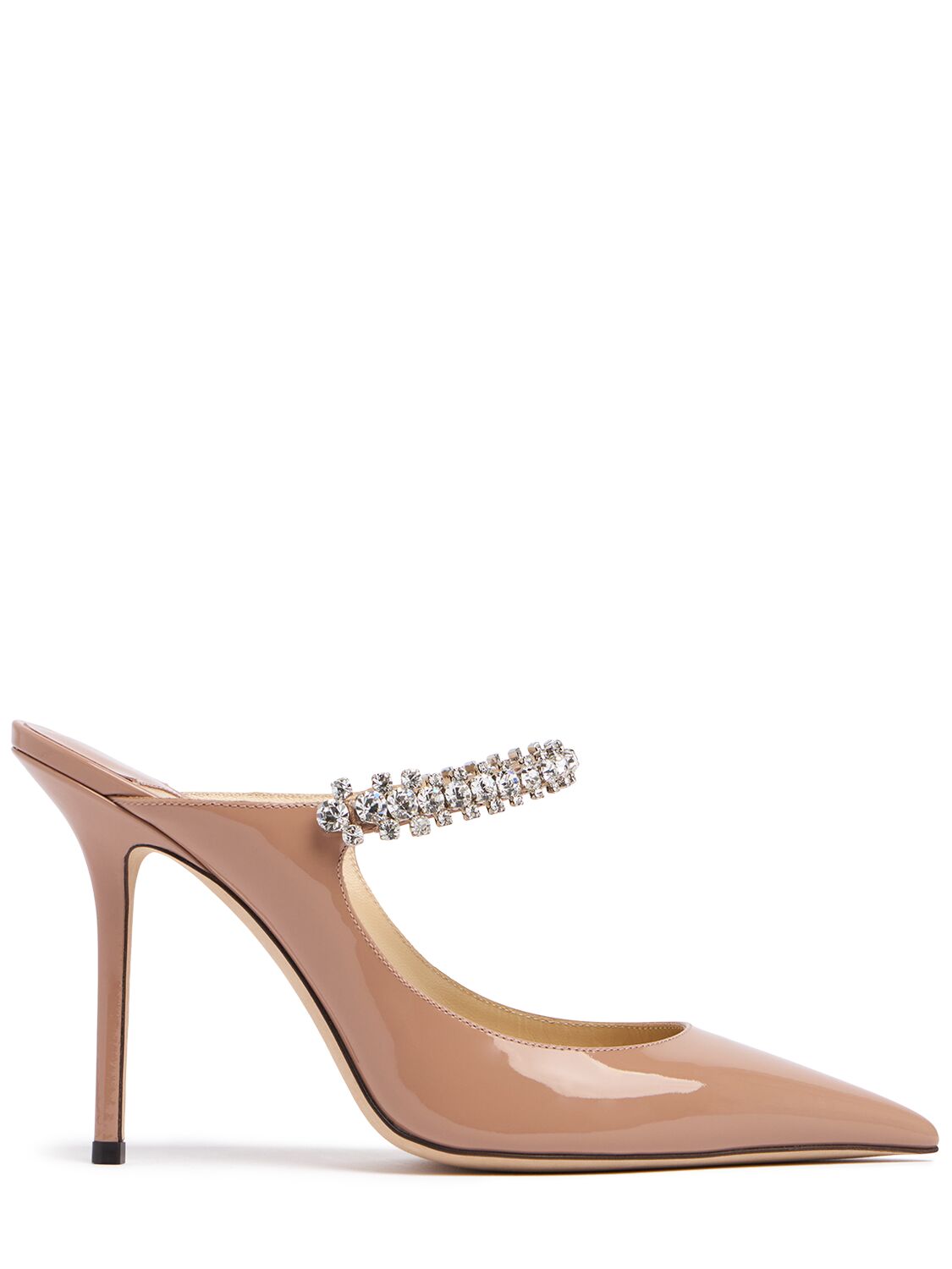 Shop Jimmy Choo 100mm Bing Patent Leather Mules In Nude