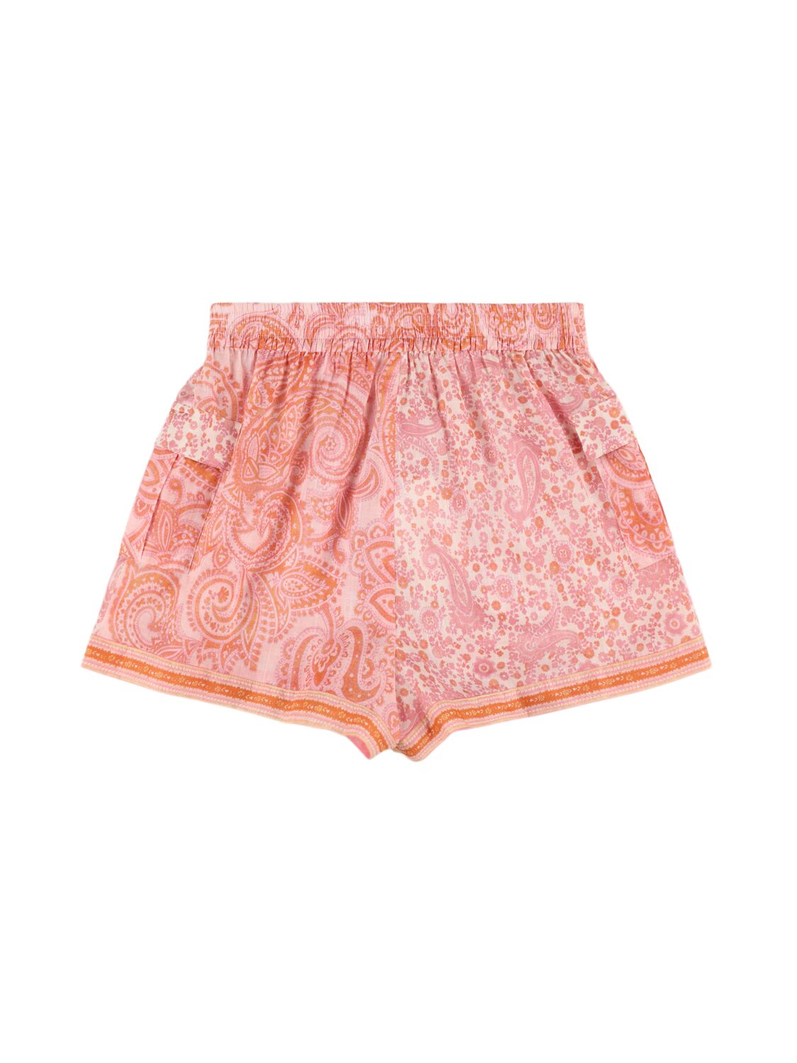 Shop Zimmermann Printed Cotton Shorts In Pink,multi