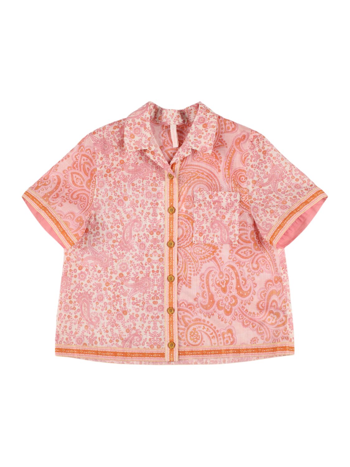 Shop Zimmermann Printed Cotton Shirt In Pink,multi