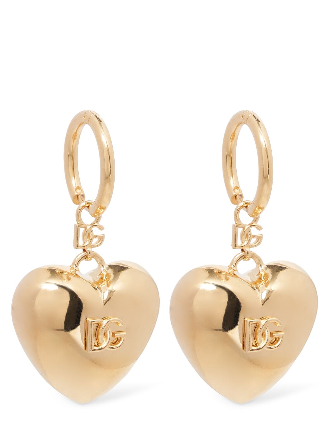 Shop Dolce & Gabbana Logo Heart Earrings In Gold