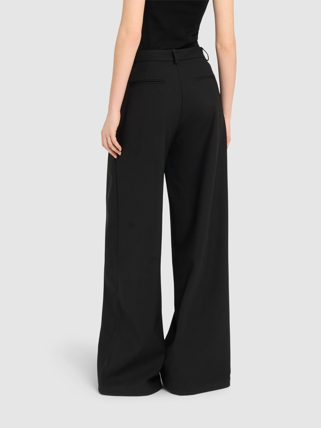 Shop Giuseppe Di Morabito Asymmetric Wool Blend Wide Pants In Black