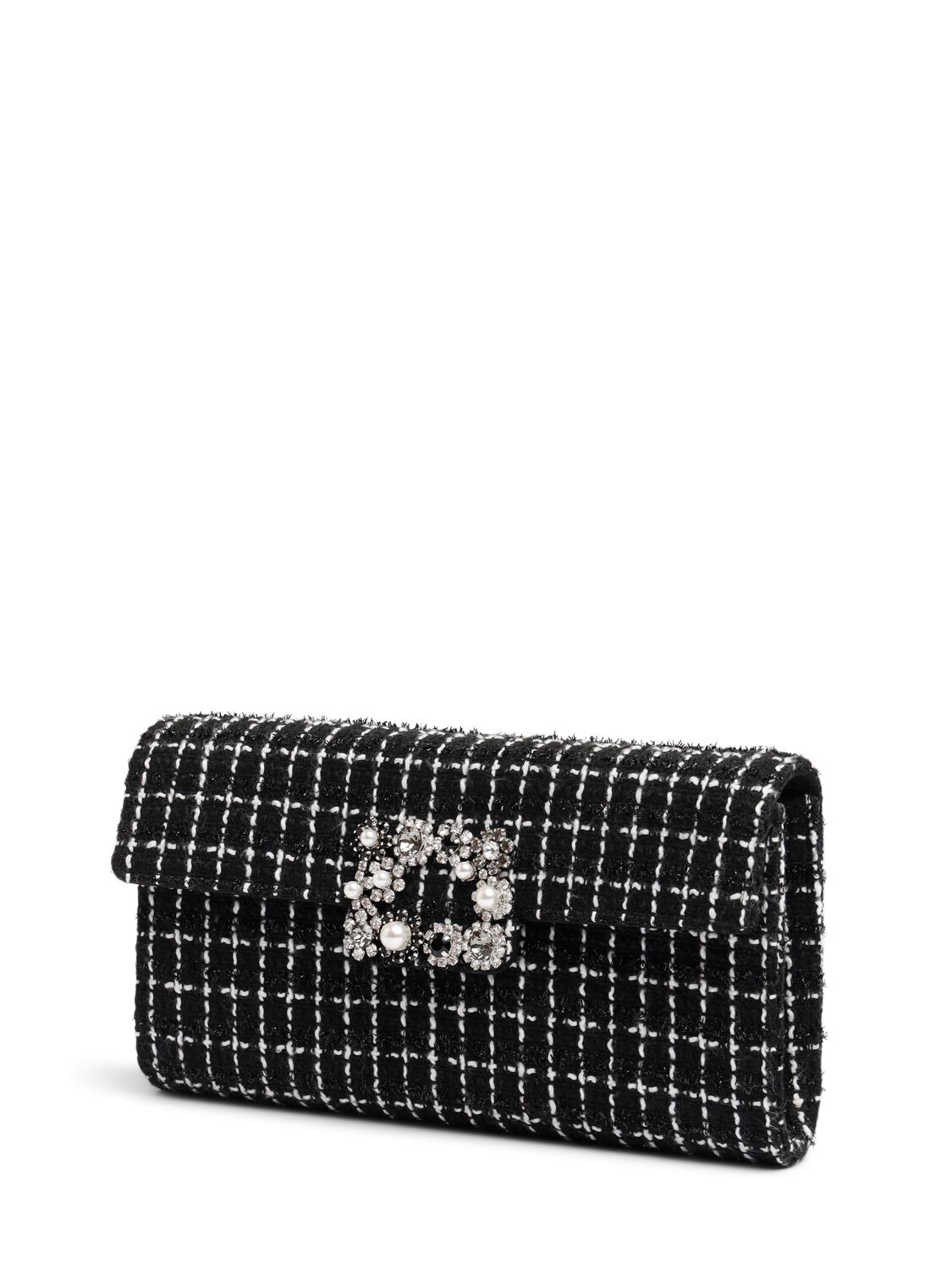 Shop Roger Vivier Envelope Flower Buckle Clutch In Black