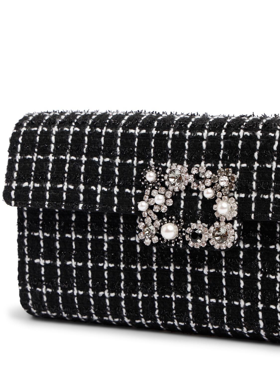 Shop Roger Vivier Envelope Flower Buckle Clutch In Black