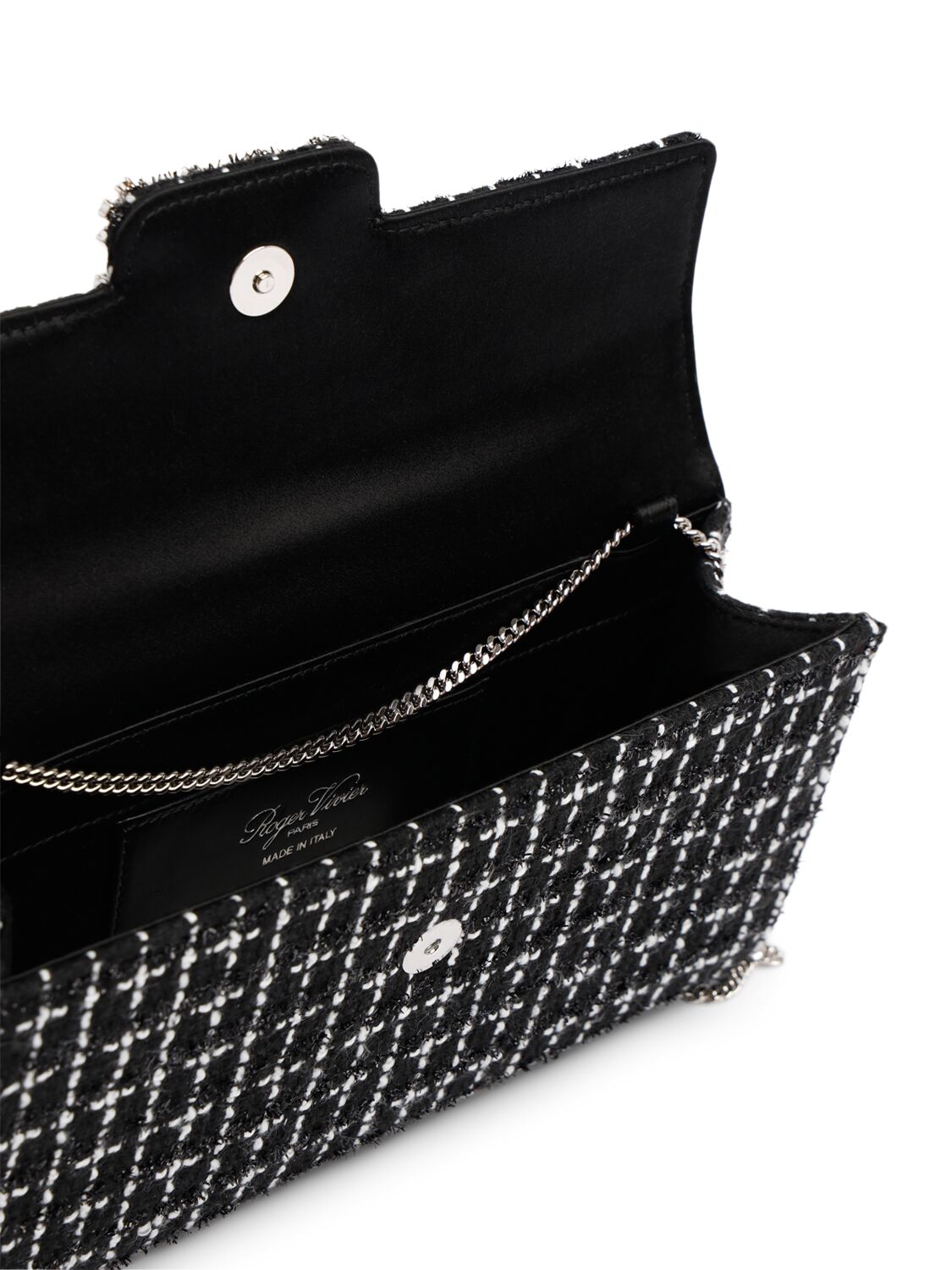 Shop Roger Vivier Envelope Flower Buckle Clutch In Black