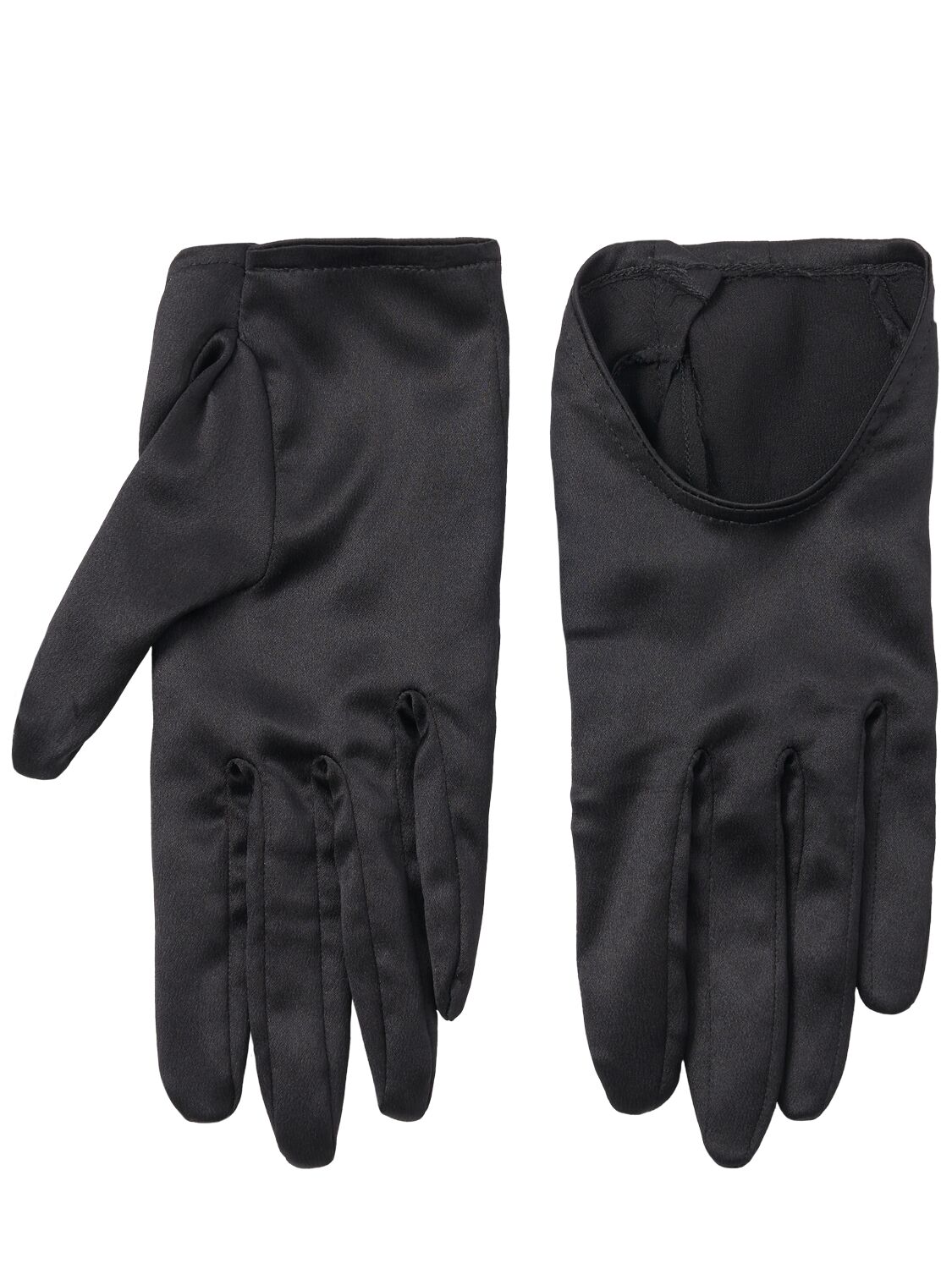 Dolce & Gabbana Silk Satin Short Gloves In Black