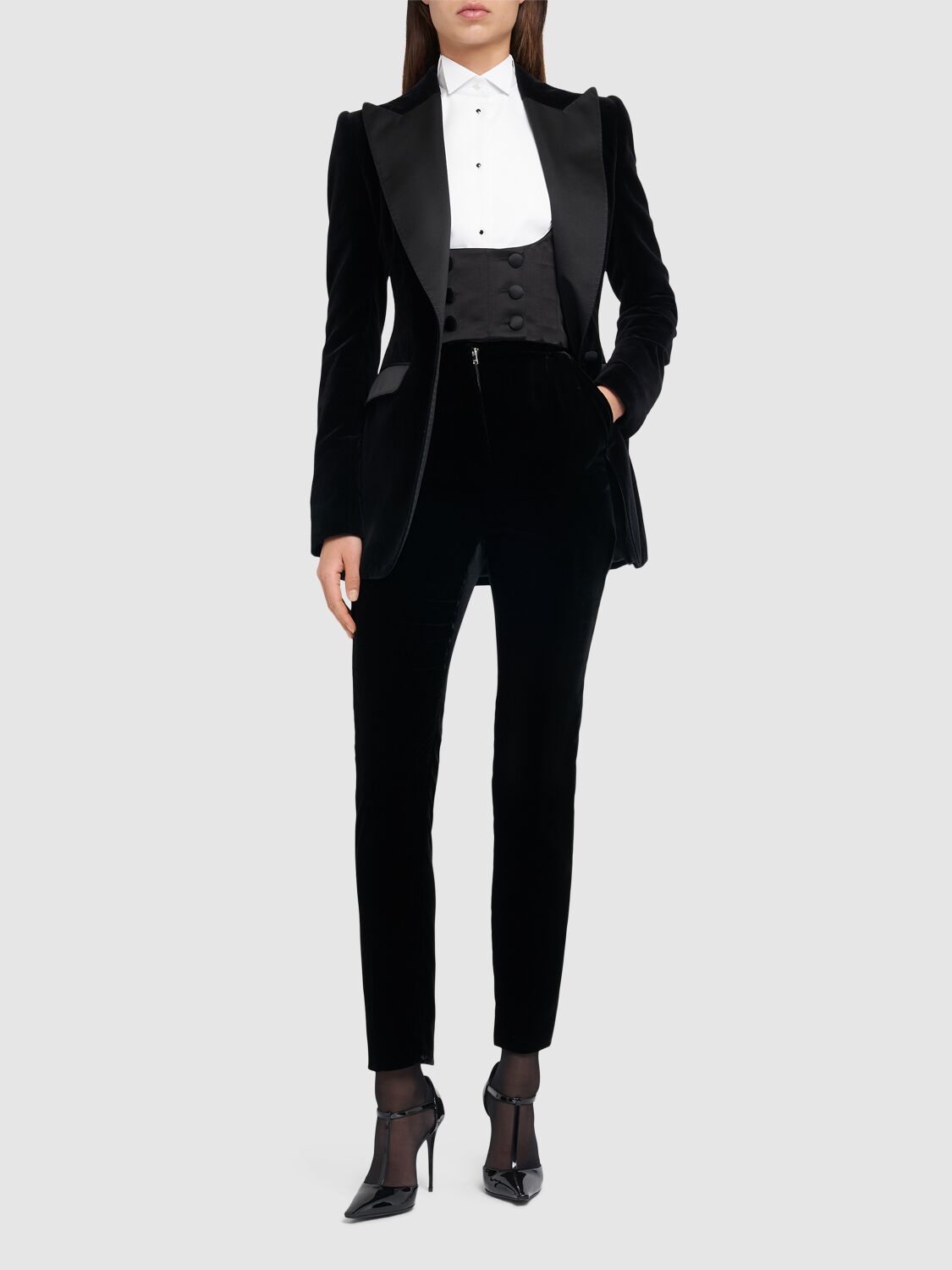 Shop Dolce & Gabbana Velvet Tuxedo Jacket In Black