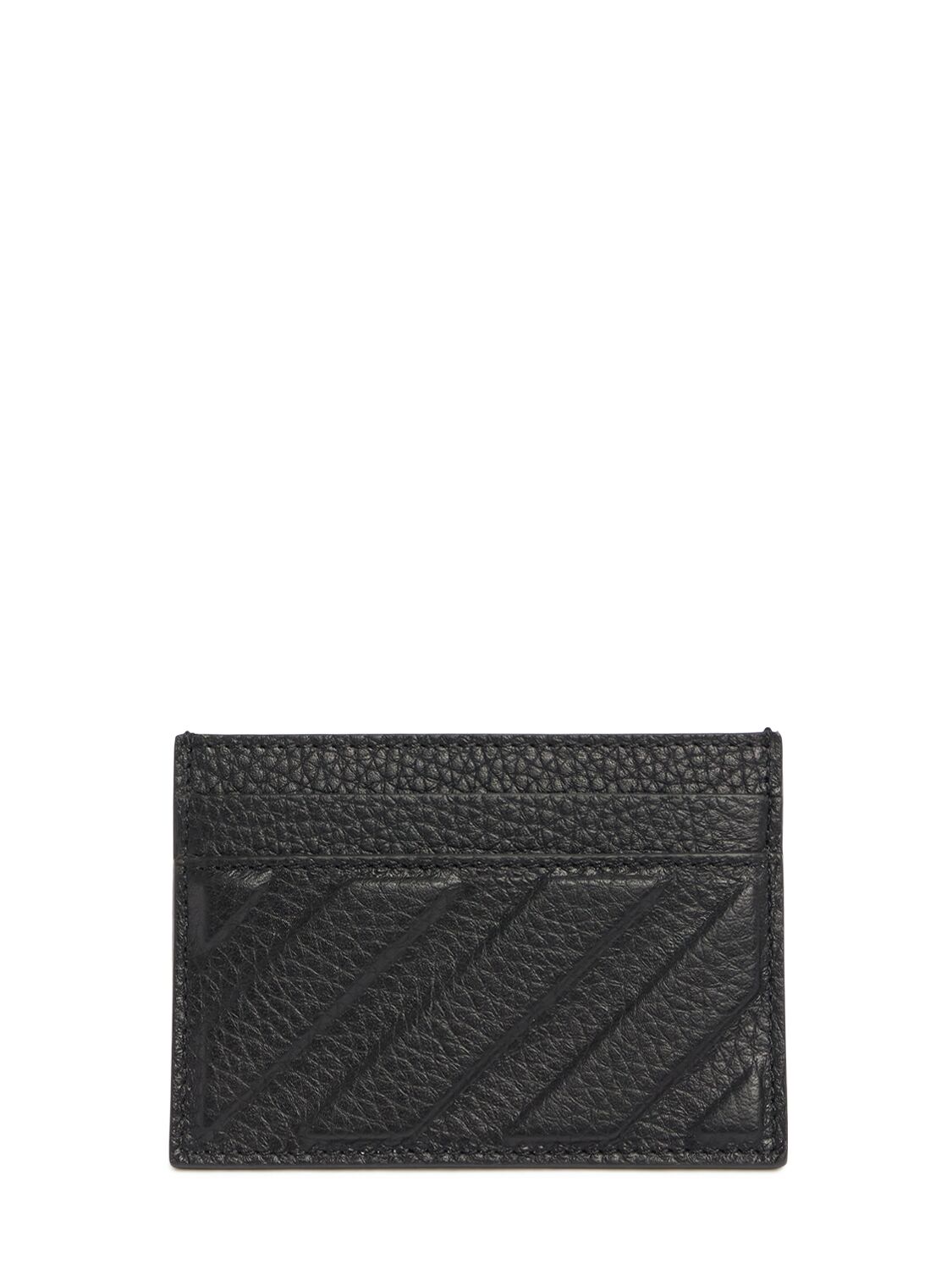 Off-white Diagonal Leather Card Case In Black