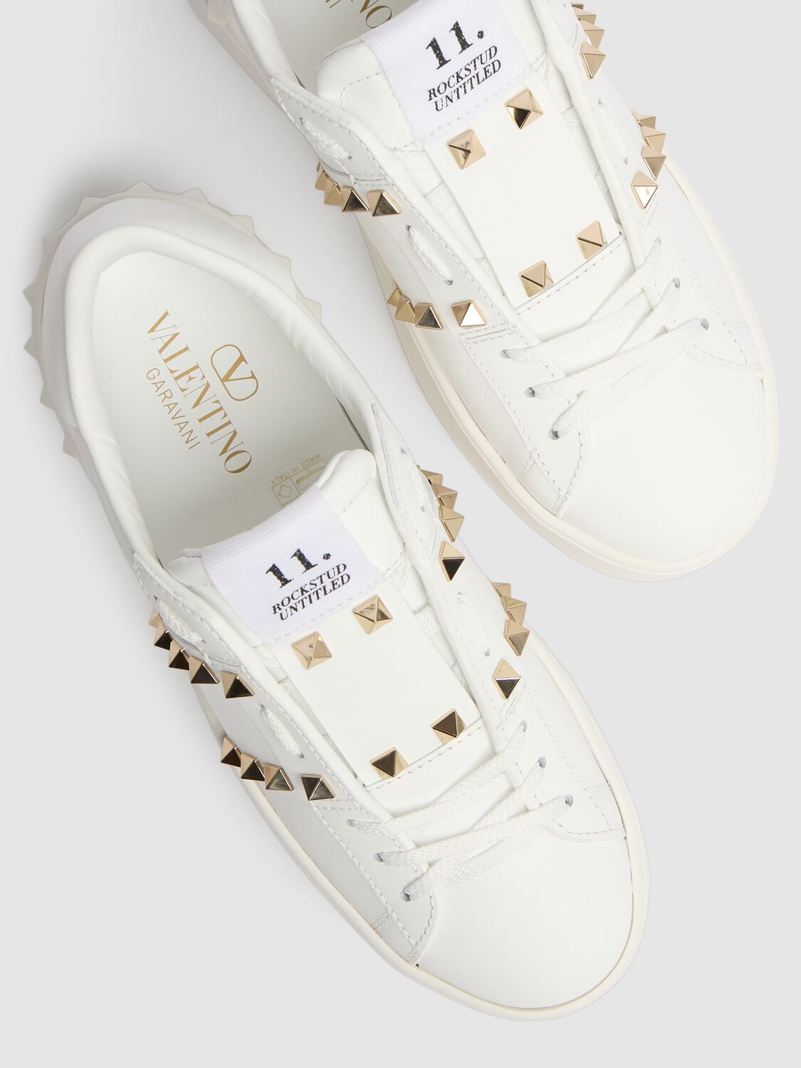 Shop Valentino Untitled Leather Sneakers In White