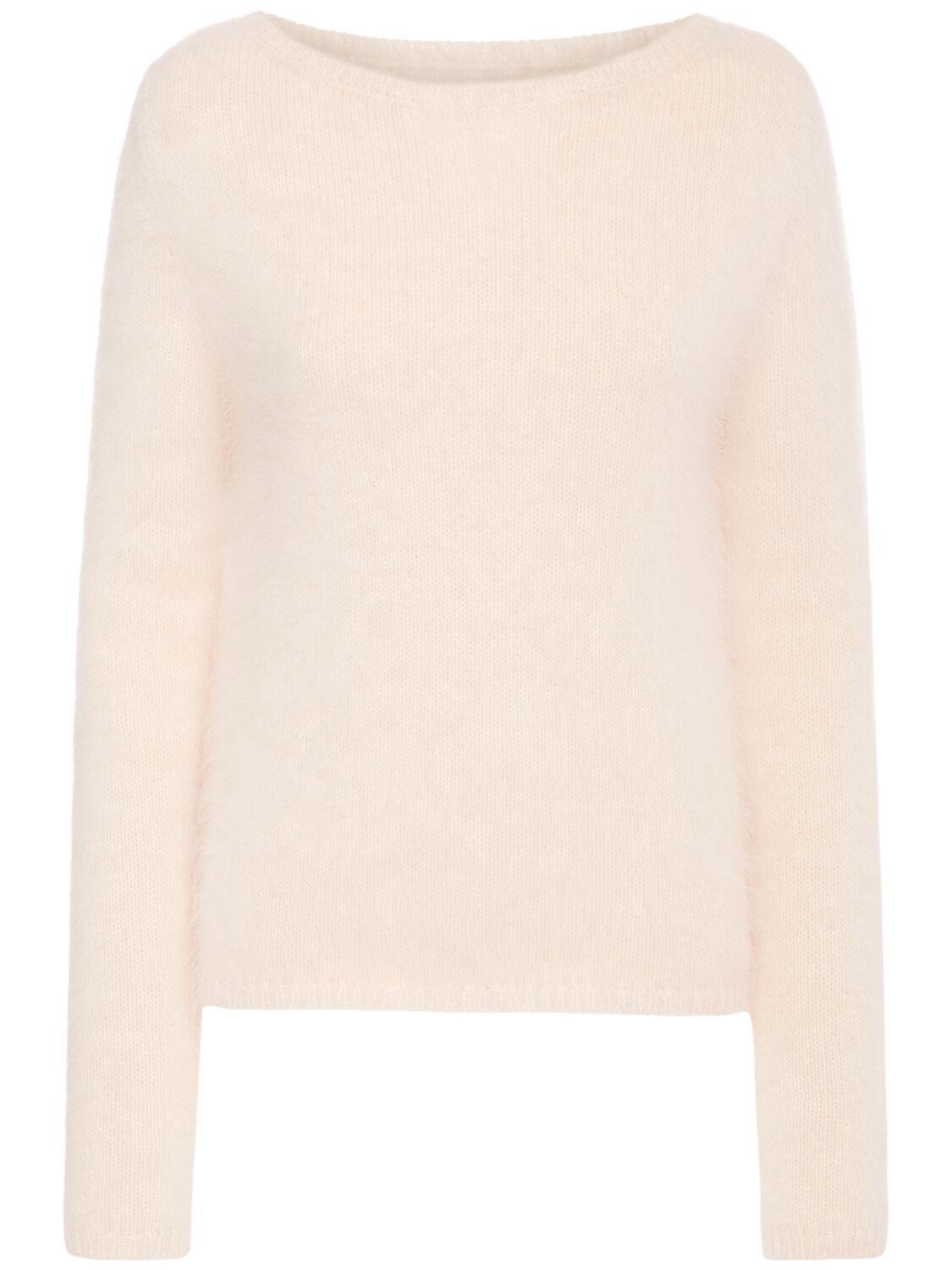 Blumarine Back Heart Cut Out Fluffy Sweater In Nude