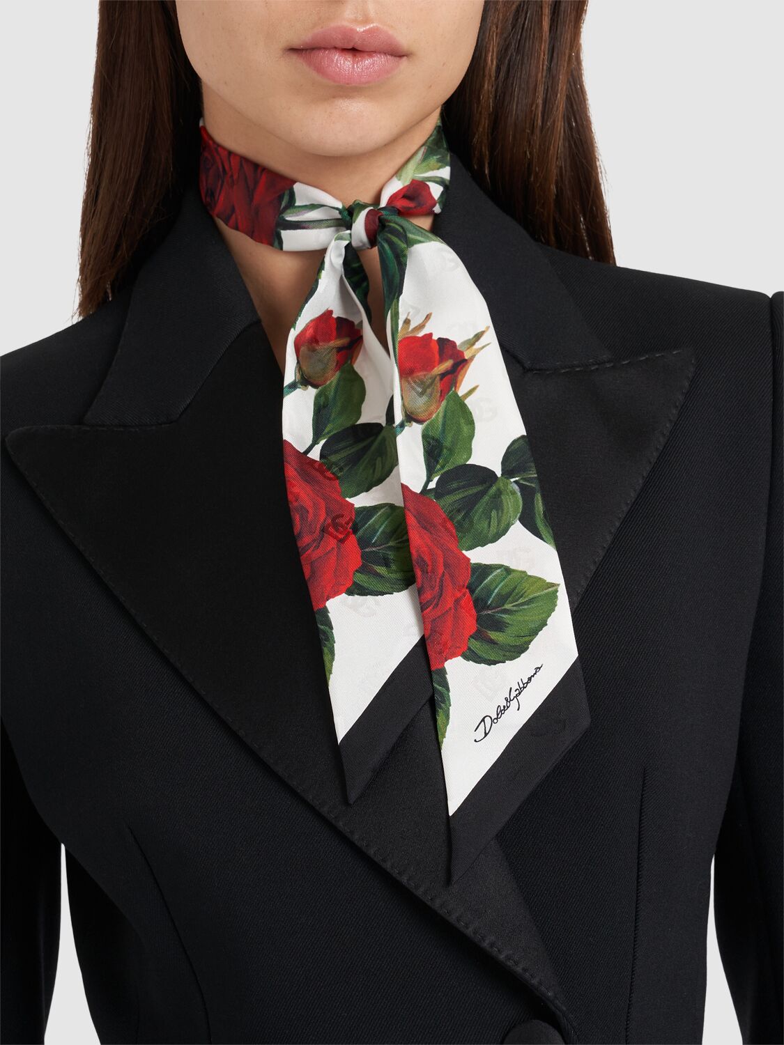 Shop Dolce & Gabbana Printed Silk Bandeau Scarf In Rose/bianco