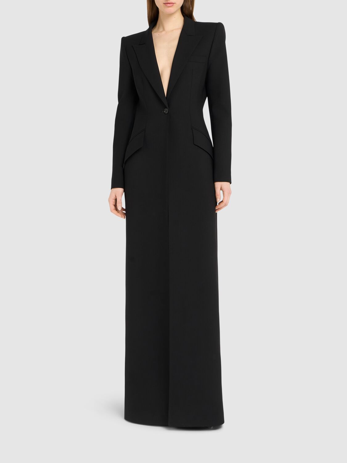 Shop Giuseppe Di Morabito Wool Blend Single Breast Long Coat In Black