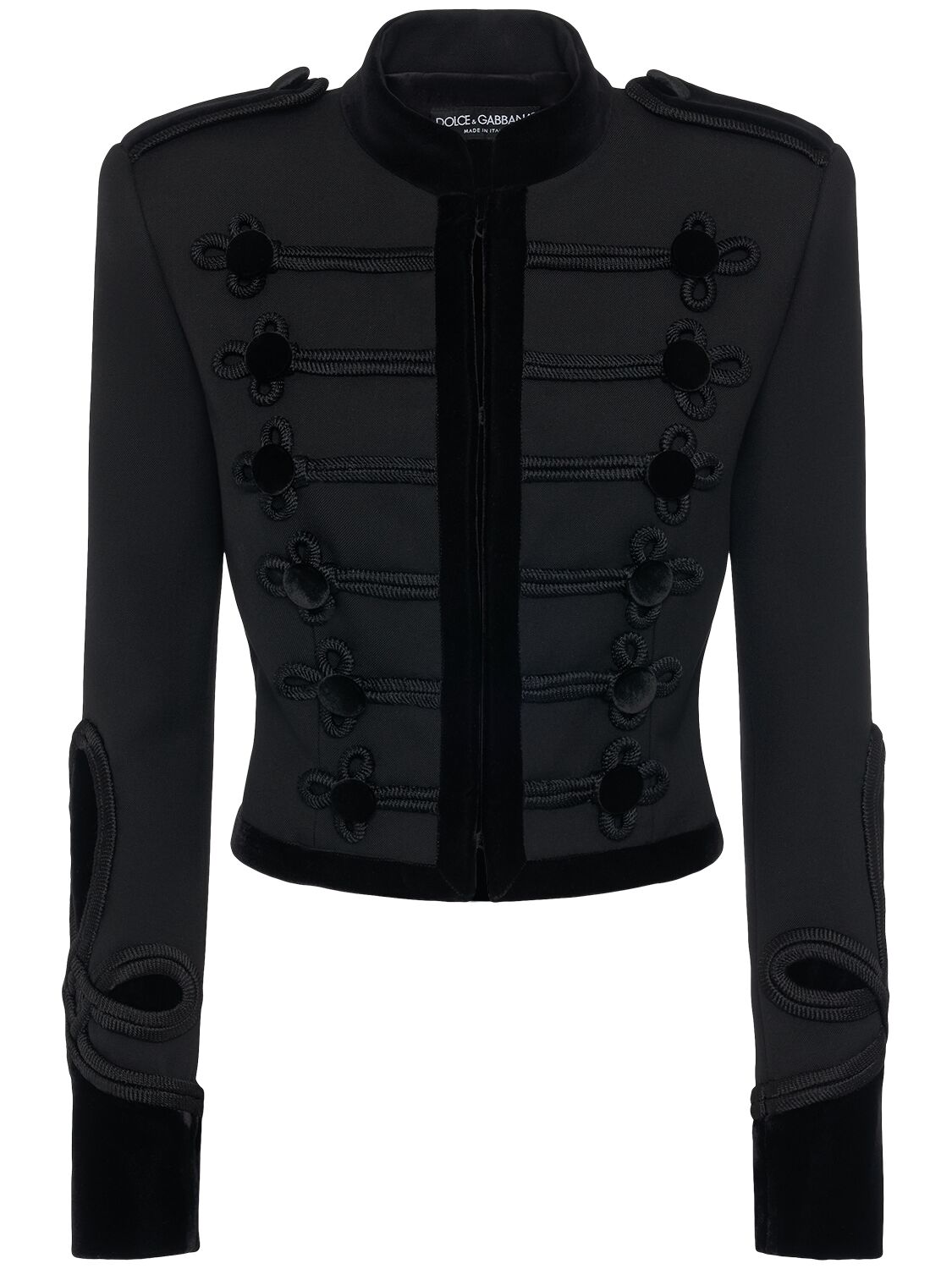 Dolce & Gabbana Double Wool Gabardine Short Jacket In Black