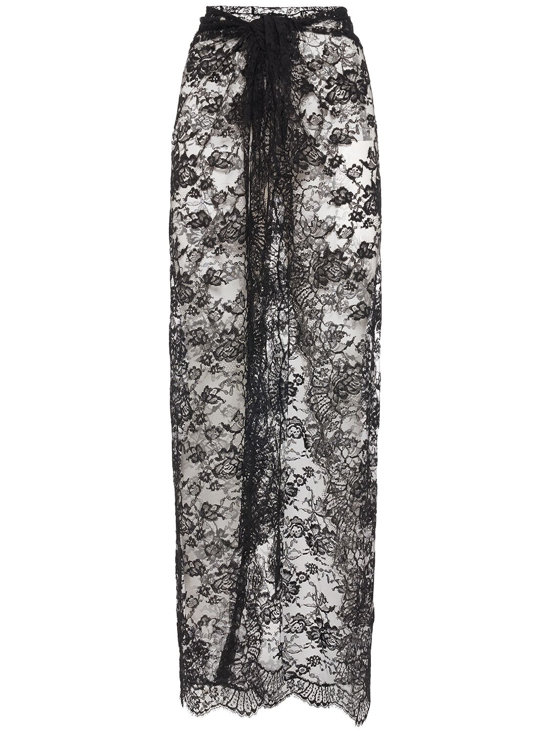 Shop Dolce & Gabbana Chantilly Lace Long Skirt In Black