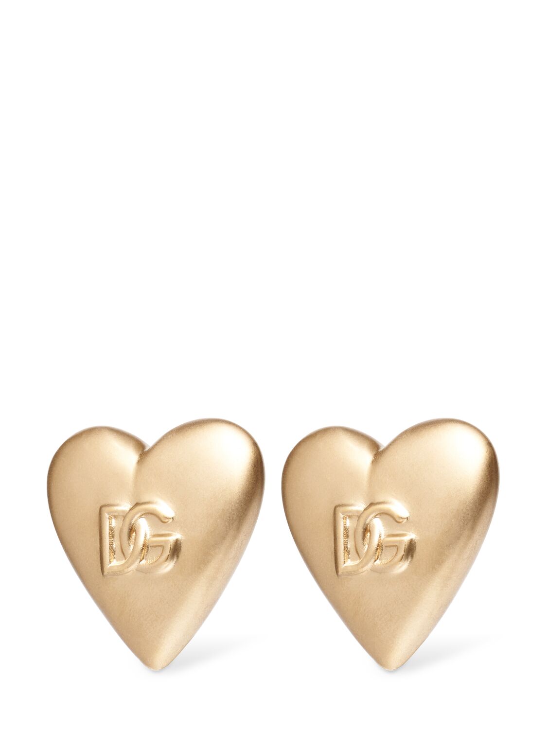 Shop Dolce & Gabbana Logo Heart Stud Earrings In Gold