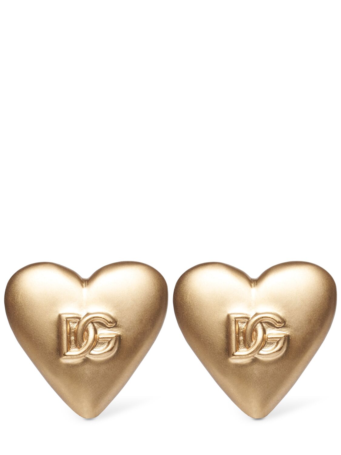 Dolce & Gabbana Logo Heart Stud Earrings In Gold