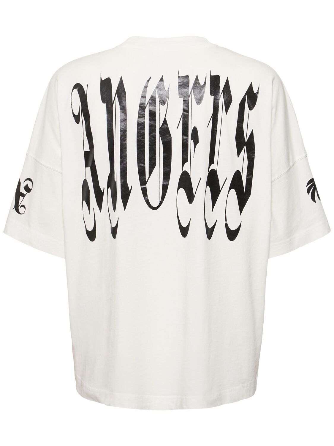 Shop Palm Angels Back Gothic Palm Cotton T-shirt In White