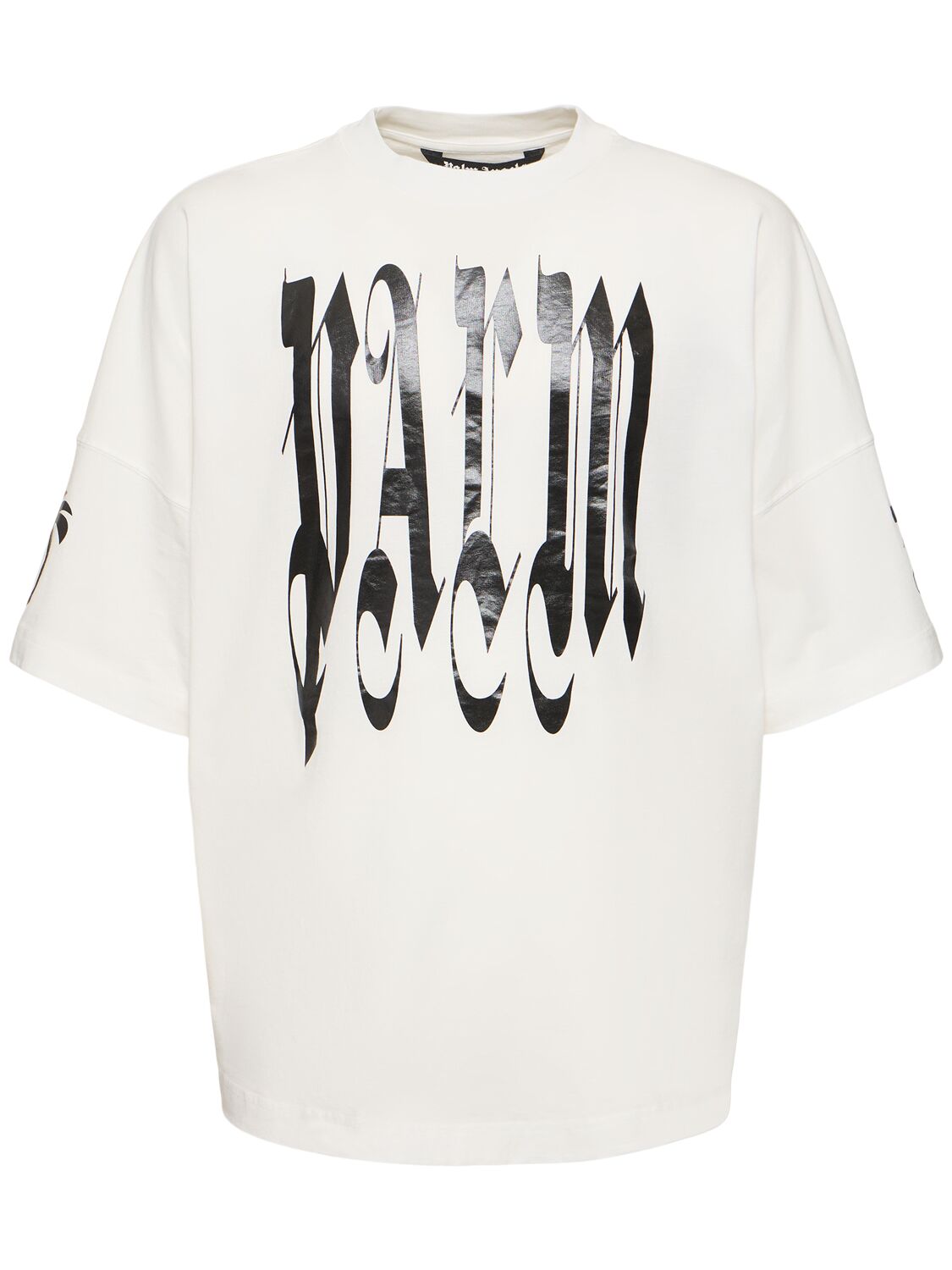 Palm Angels Back Gothic Palm Cotton T-shirt In White