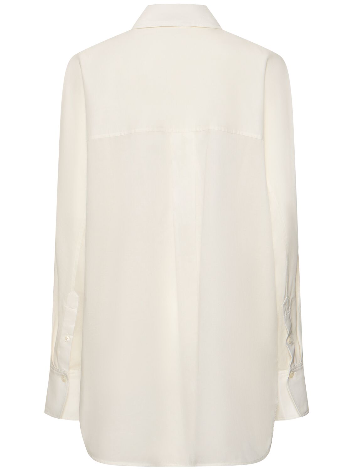 Shop Totême Kimono Sleeve Cotton Blend Shirt In White