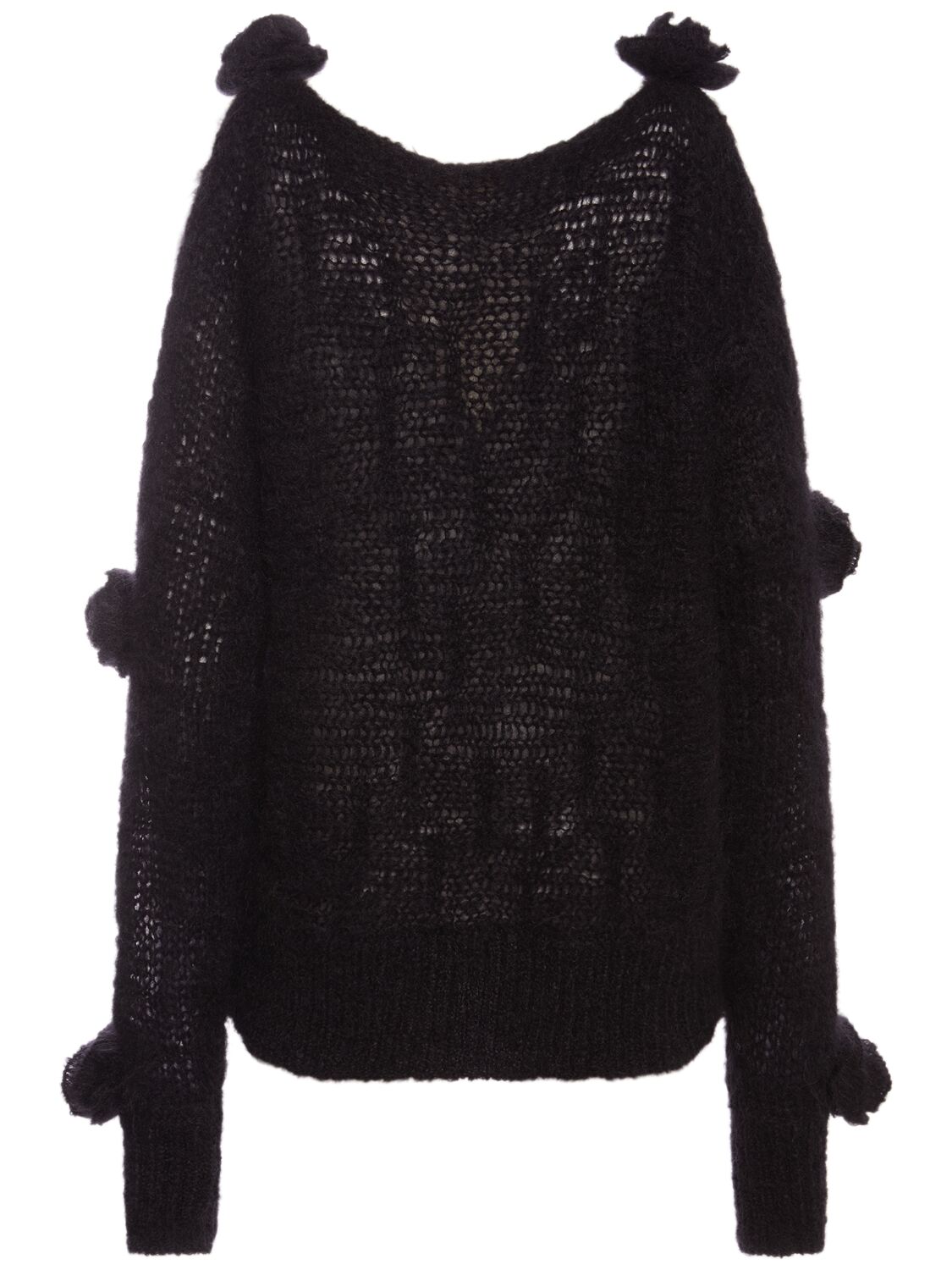 Shop Blumarine Knit Sweater W/ Cut Out Sleeves In Black