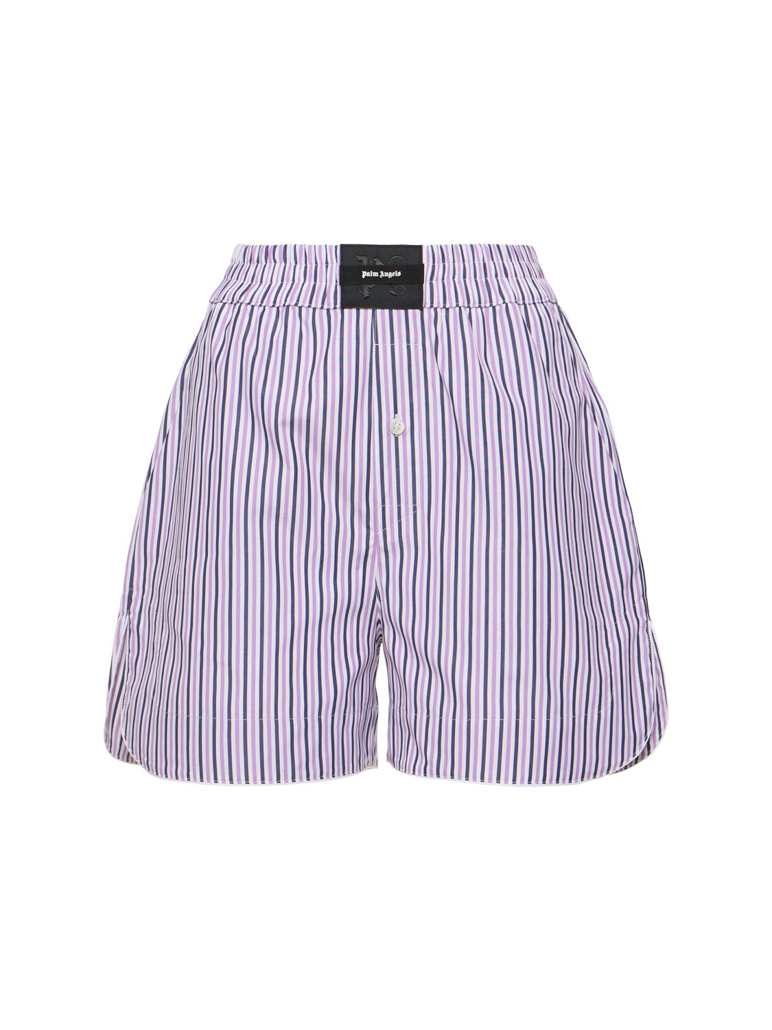 Palm Angels Striped Cotton Boxer Shorts In Purple,white