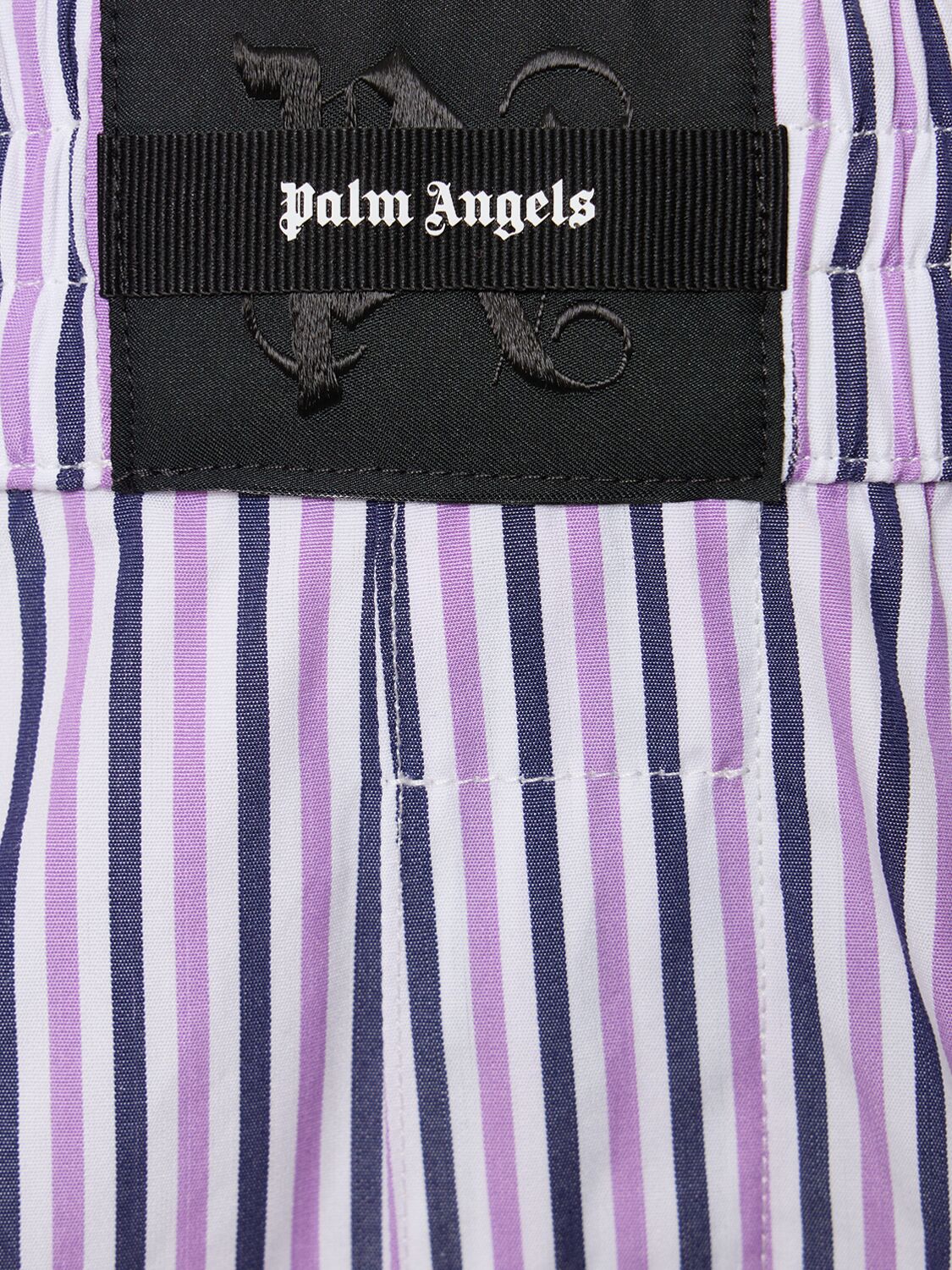 Shop Palm Angels Striped Cotton Boxer Shorts In Purple,white