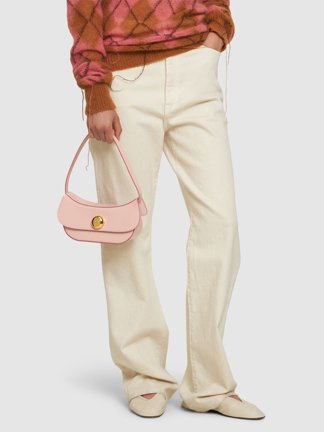 Shop Marni Small Butterfly Leather Shoulder Bag In Antique Rose