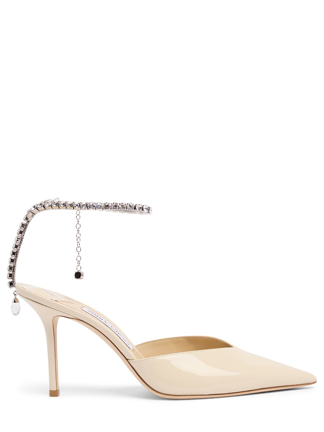 Jimmy Choo 85mm Saeda Patent Leather Pumps In Linen