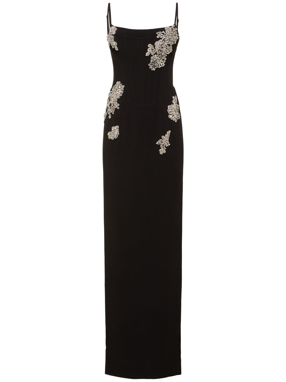 Zuhair Murad Embroidered Cady Long Dress In Black,silver