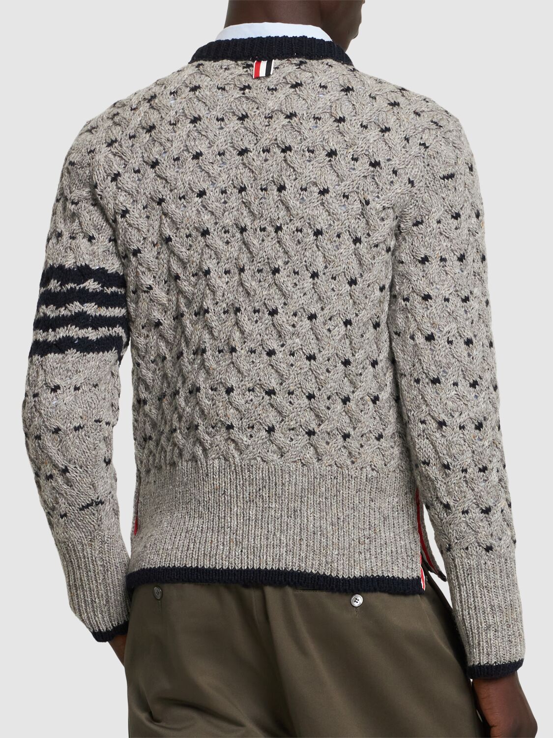 Shop Thom Browne All Over Cable Stitch Classic Sweater In Lt Grey