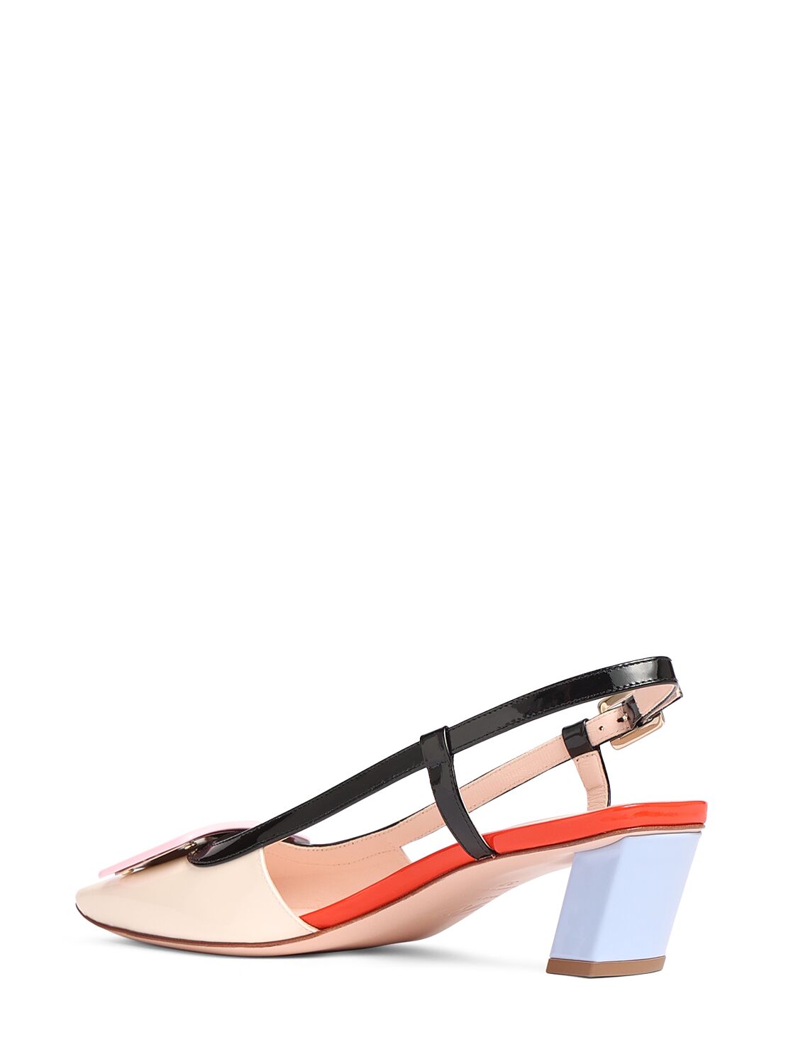 Shop Roger Vivier 45mm Belle Vivier Lacquered Slingbacks In 多色