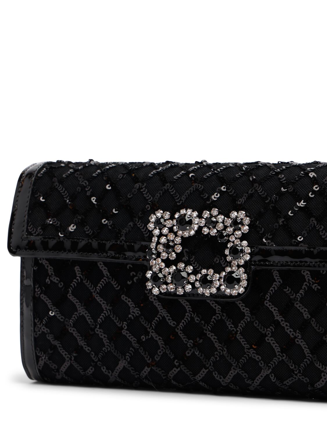 Shop Roger Vivier Envelope Flower Buckle Clutch In 黑色