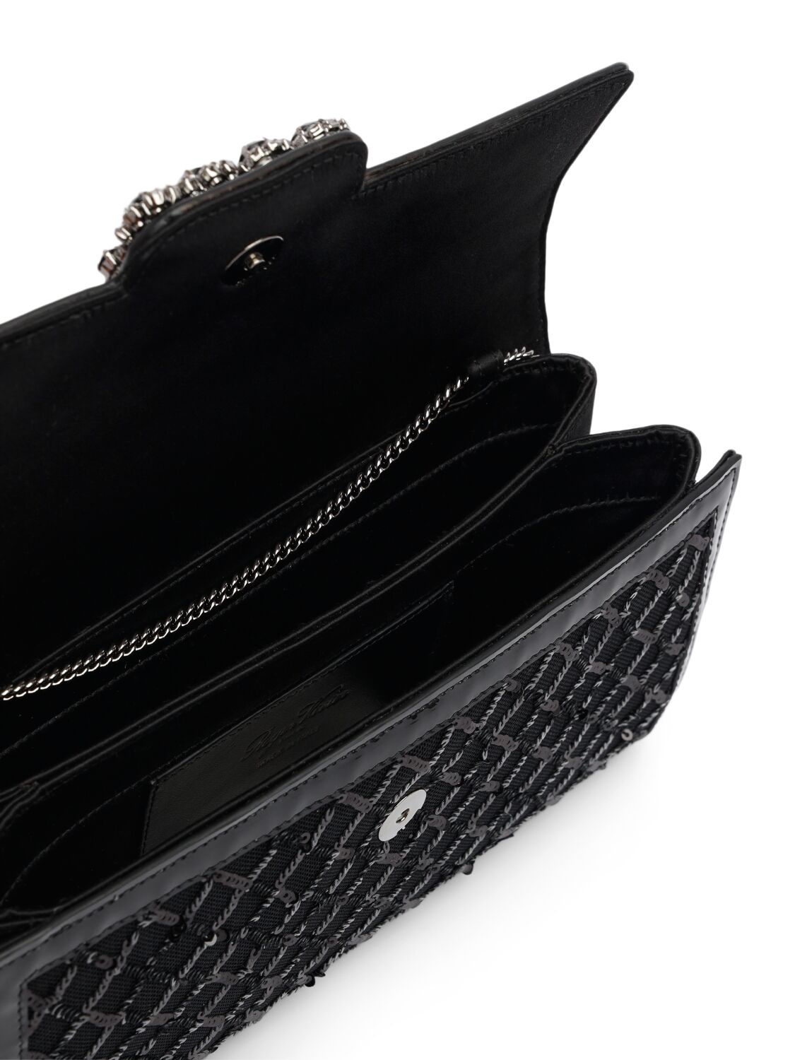 Shop Roger Vivier Envelope Flower Buckle Clutch In 黑色