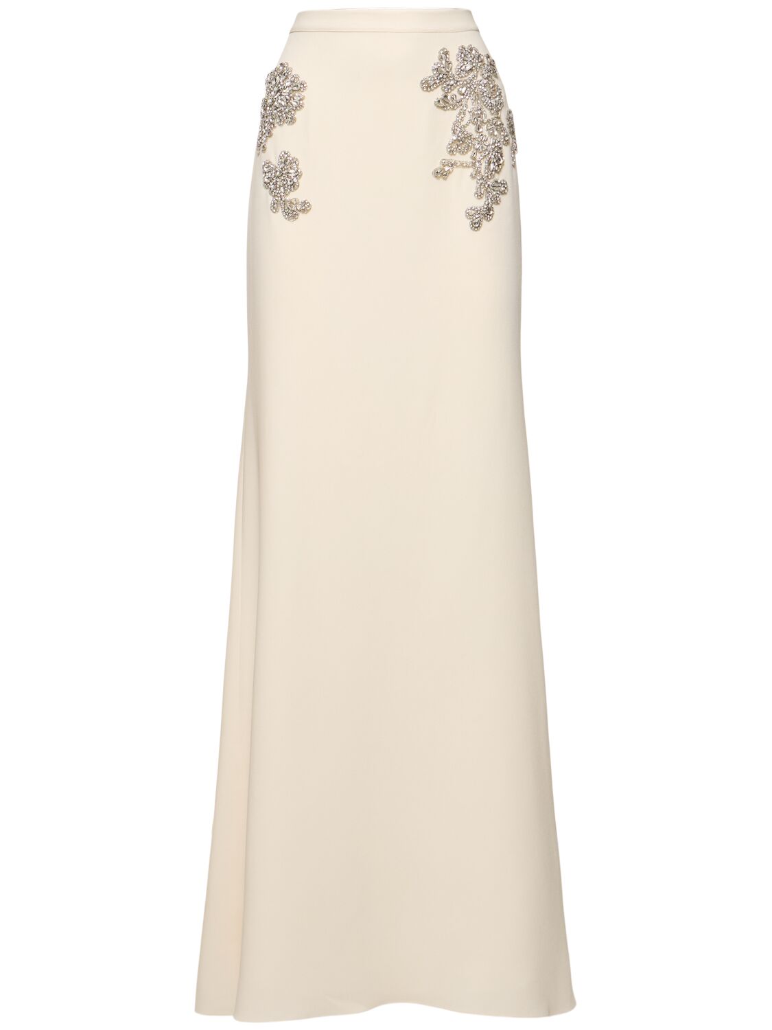 Zuhair Murad Embroidered Cady Long Skirt In White,silver