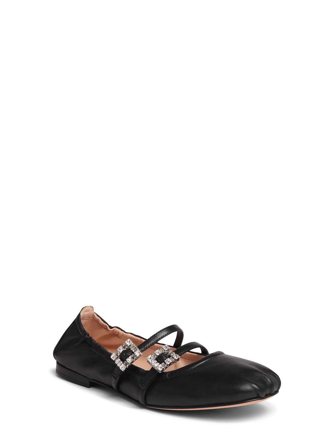 Shop Roger Vivier 5mm Mini Strap Leather Ballerina Flats In 黑色